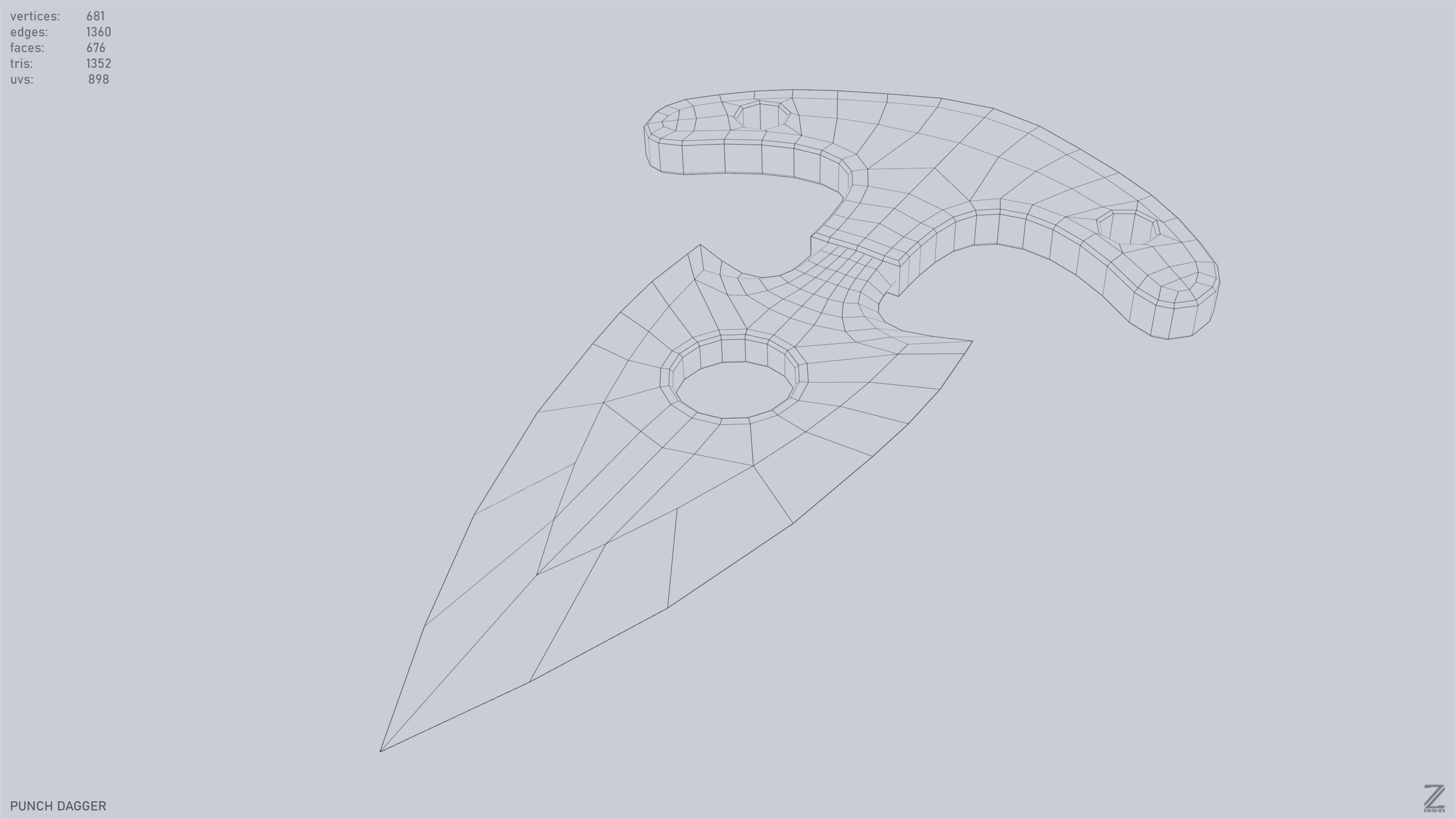 Punch dagger Low-poly 3D model_12