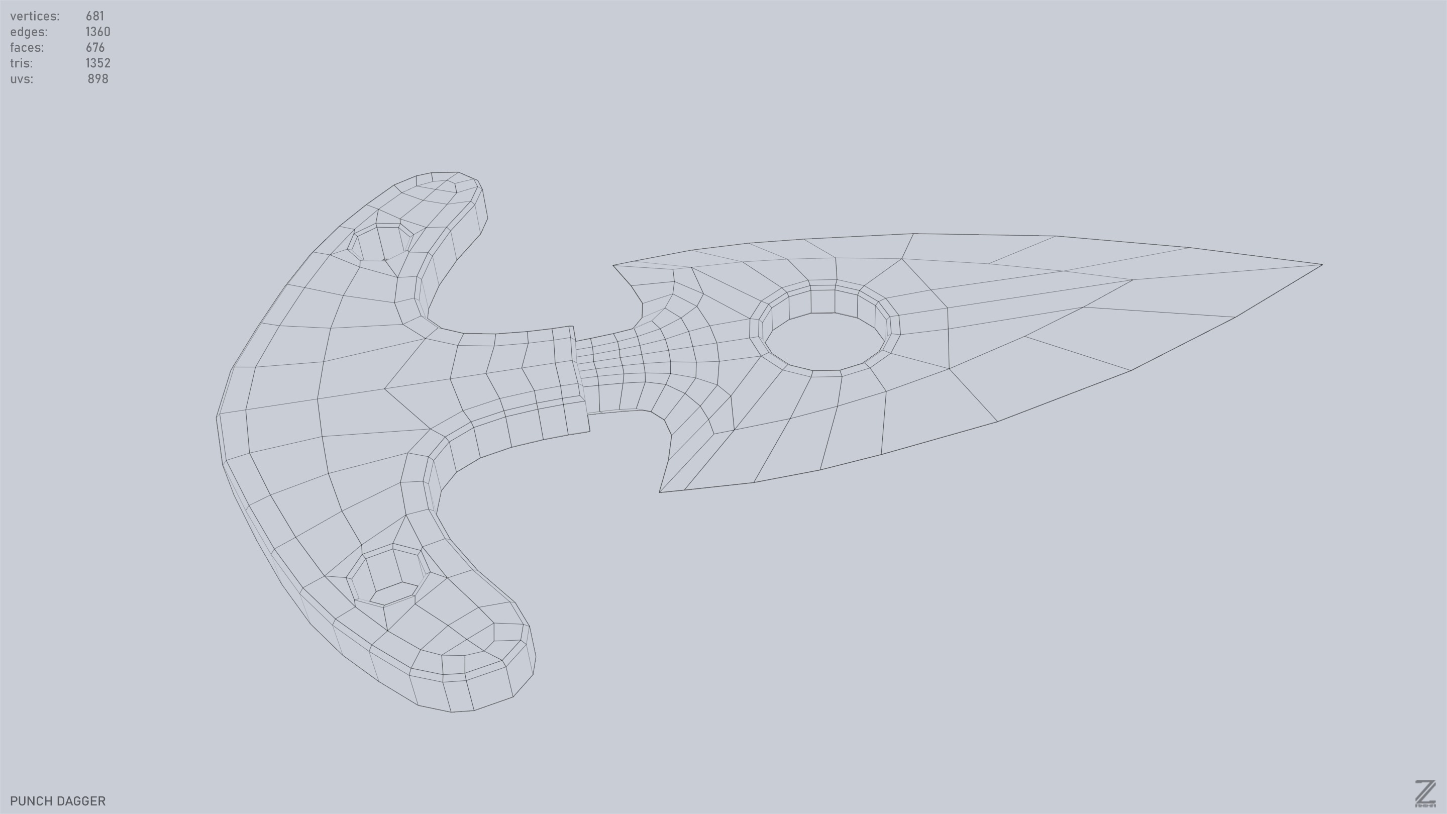 Punch dagger Low-poly 3D model_14