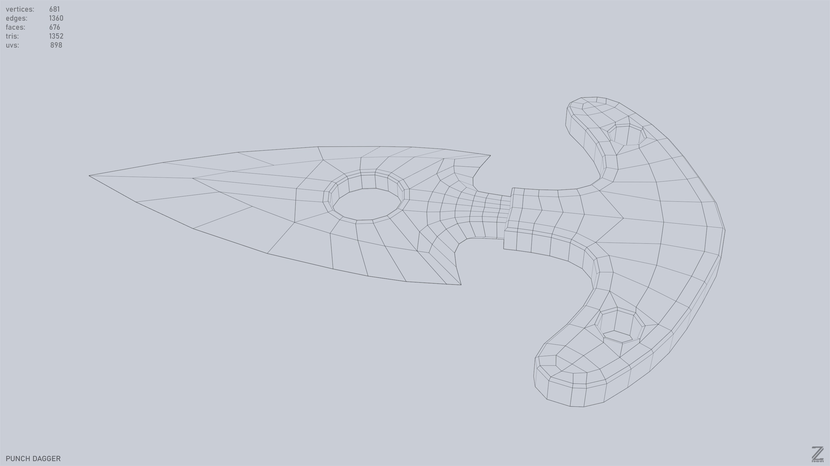 Punch dagger Low-poly 3D model_11