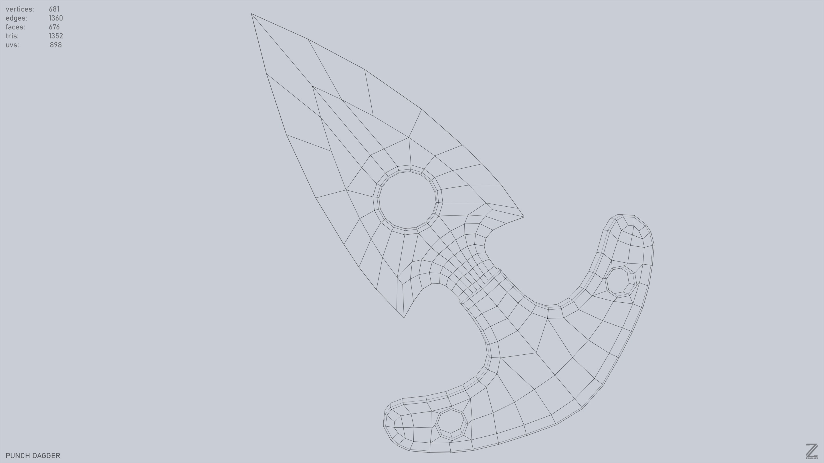 Punch dagger Low-poly 3D model_10