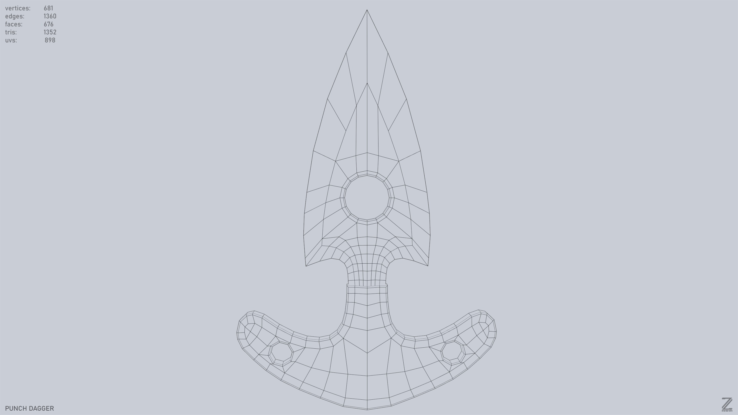 Punch dagger Low-poly 3D model_9