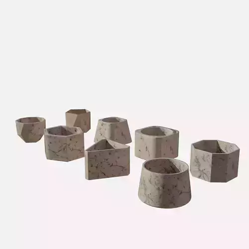 Cement Marble pot Low-poly 3D model