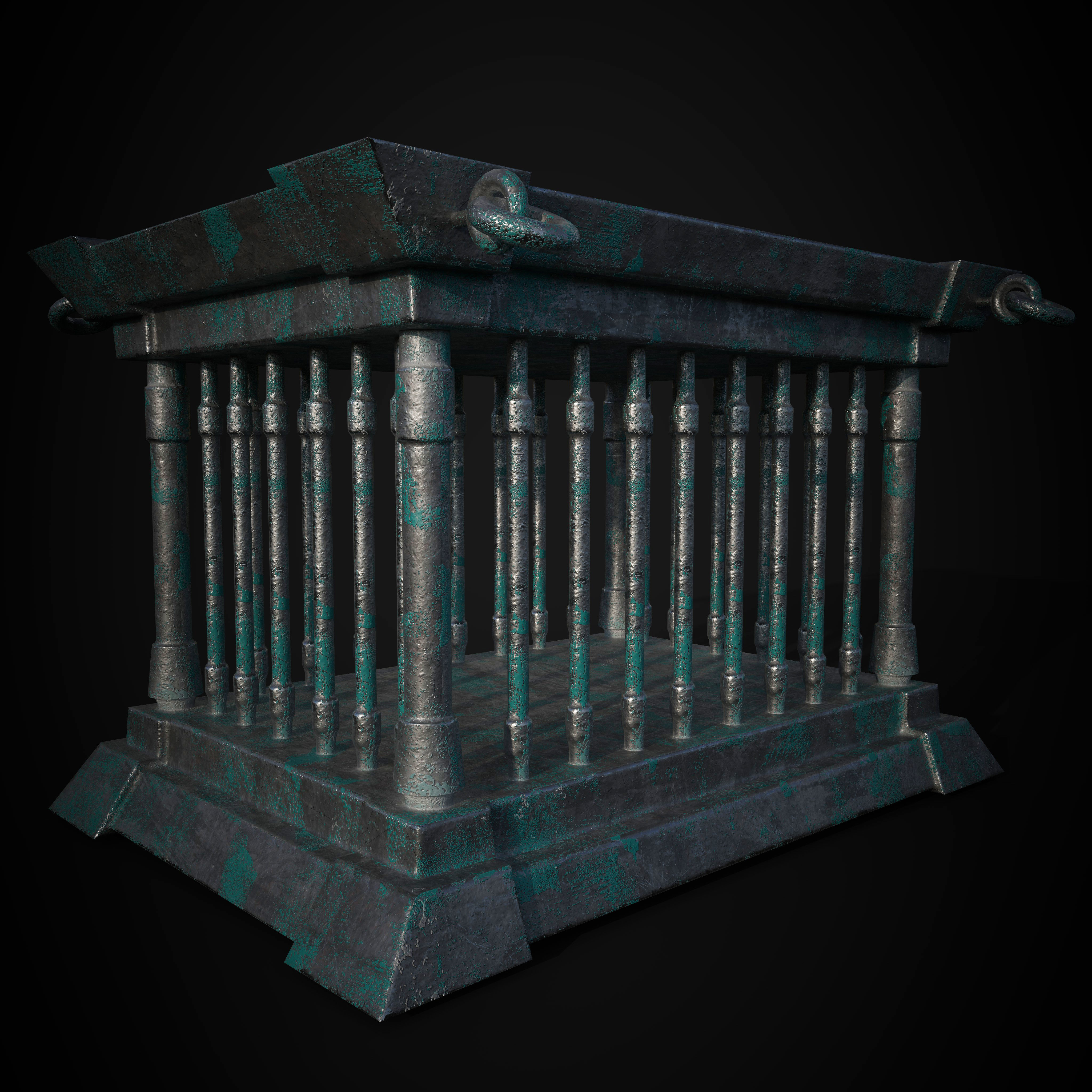 metal cage lowpoly game asset Low-poly 3D model_3