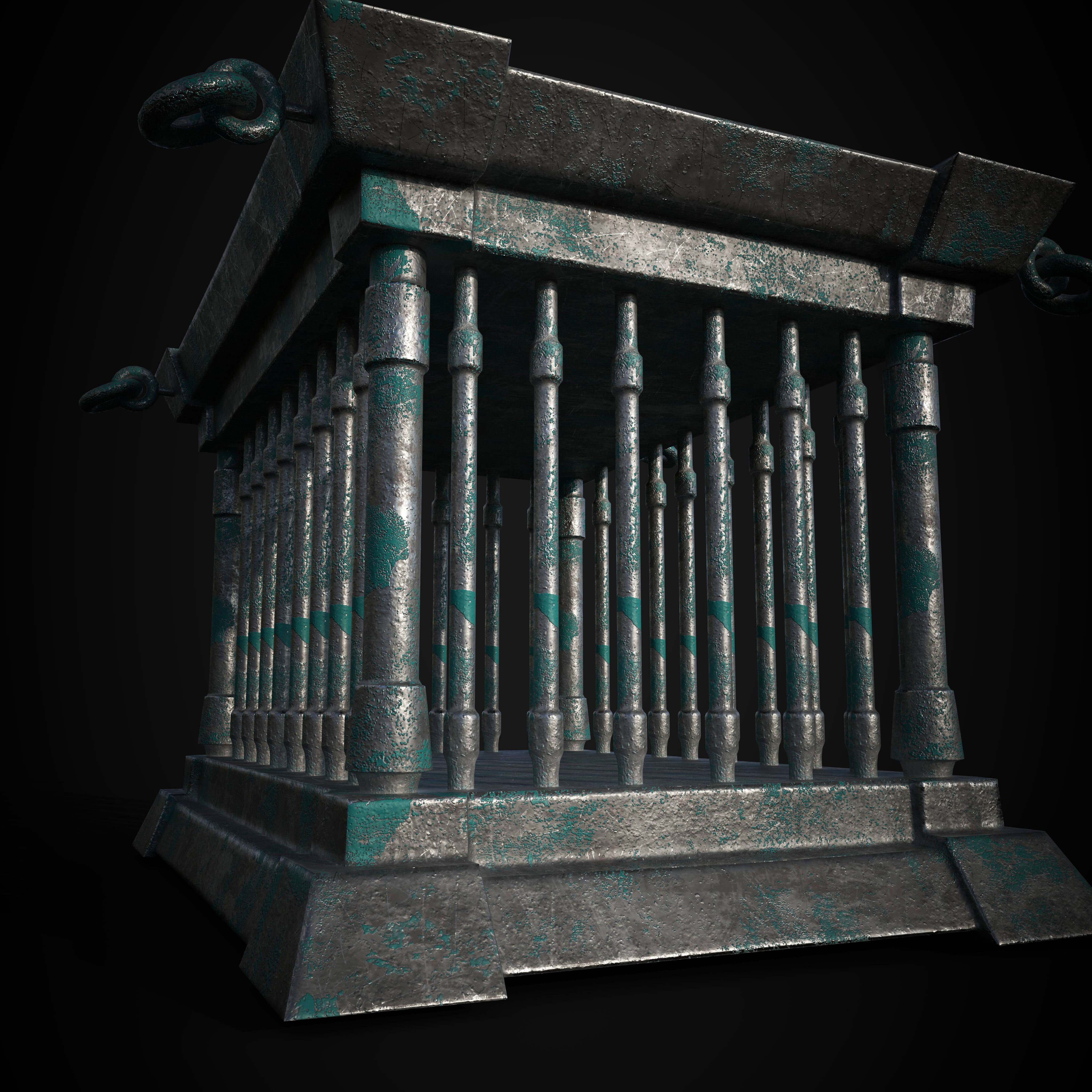 metal cage lowpoly game asset Low-poly 3D model_5