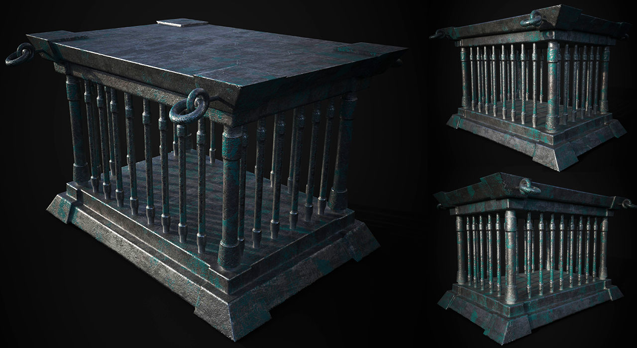 metal cage lowpoly game asset Low-poly 3D model_7