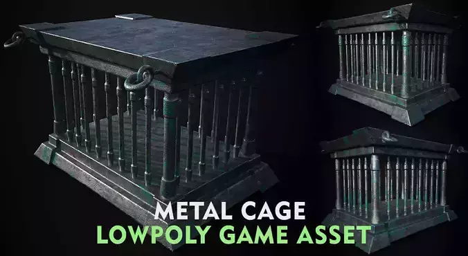 metal cage lowpoly game asset 