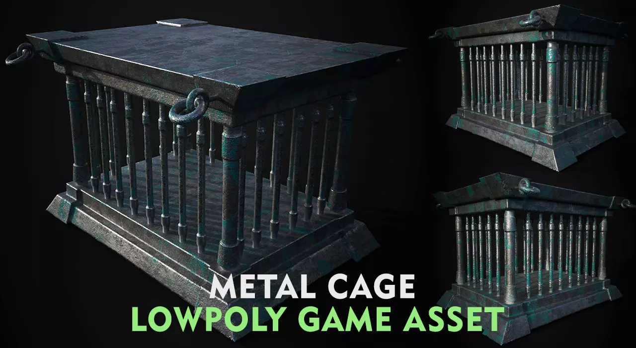 metal cage lowpoly game asset Low-poly 3D model_0