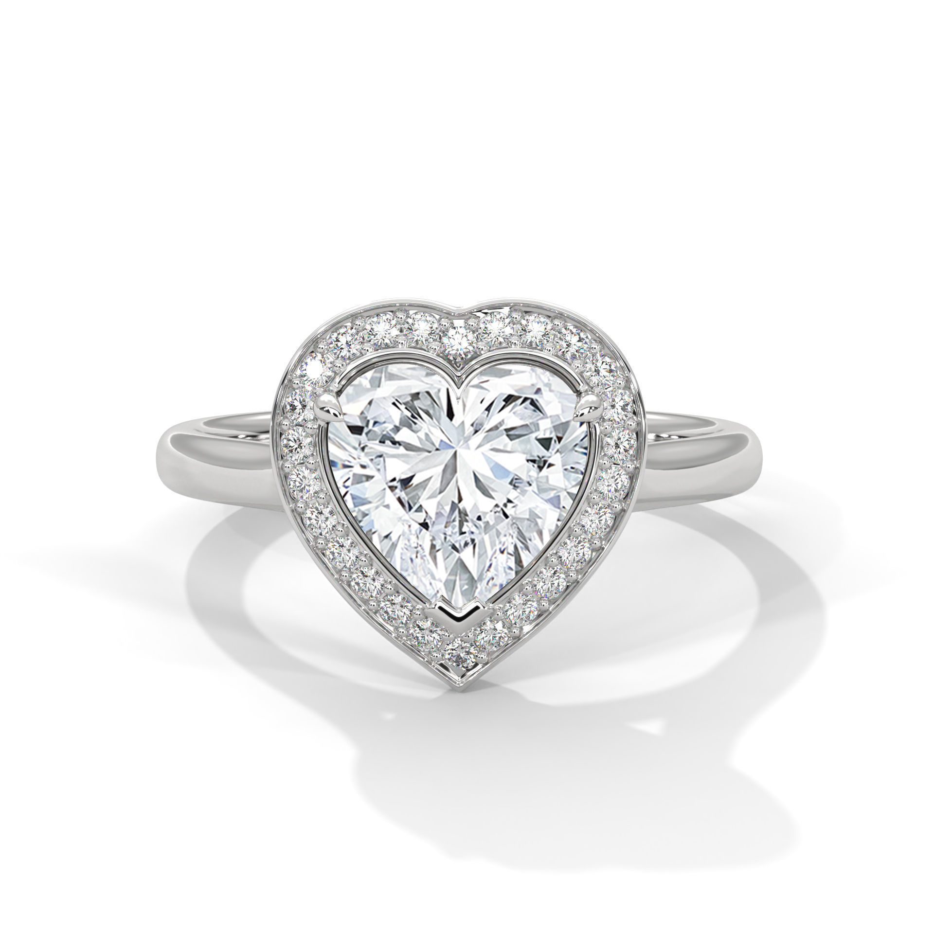 Heart Halo Solitaire ring with 360 view animation 3D print model_2