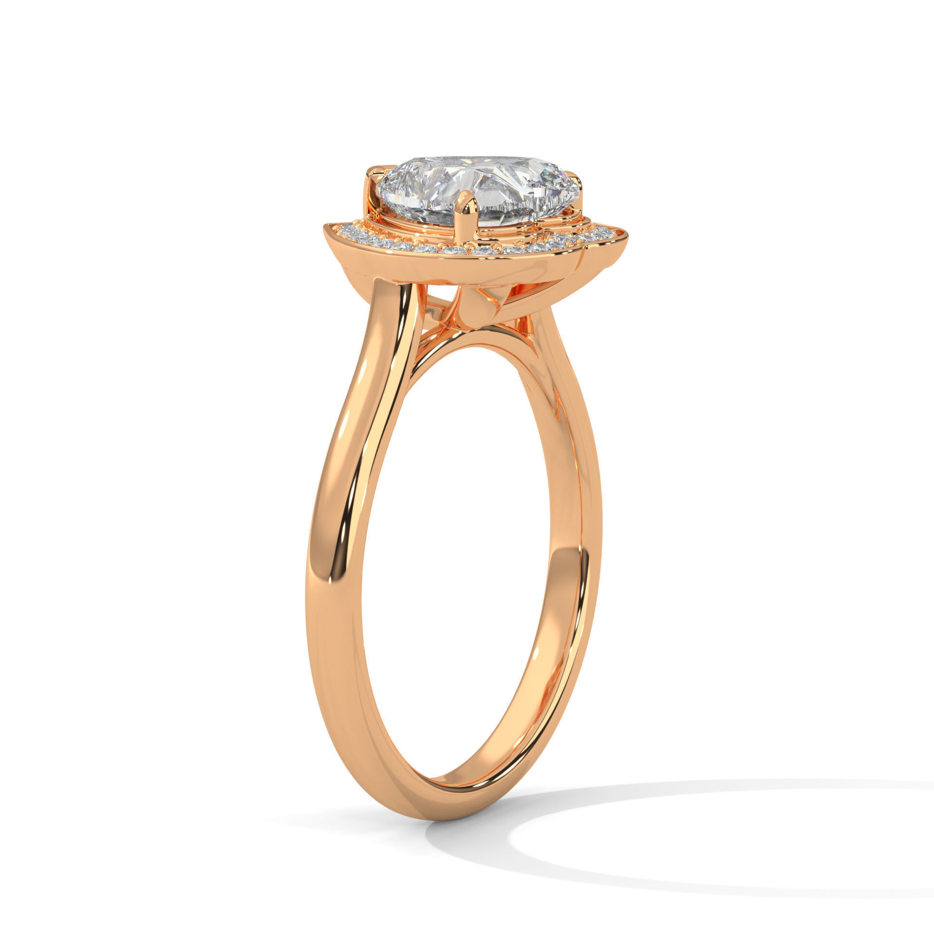 Heart Halo Solitaire ring with 360 view animation 3D print model_5