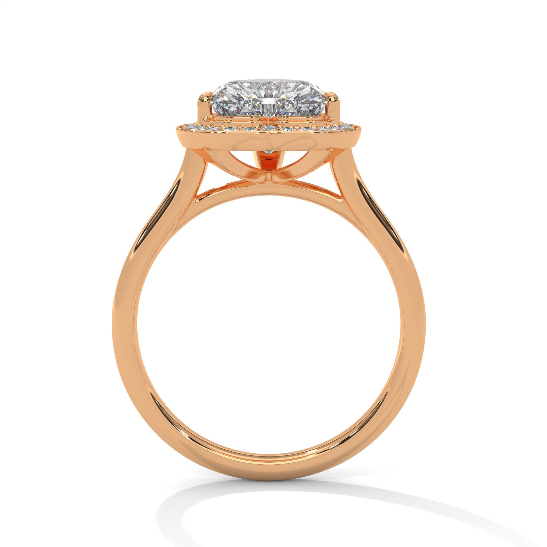 Heart Halo Solitaire ring with 360 view animation 3D print model_6