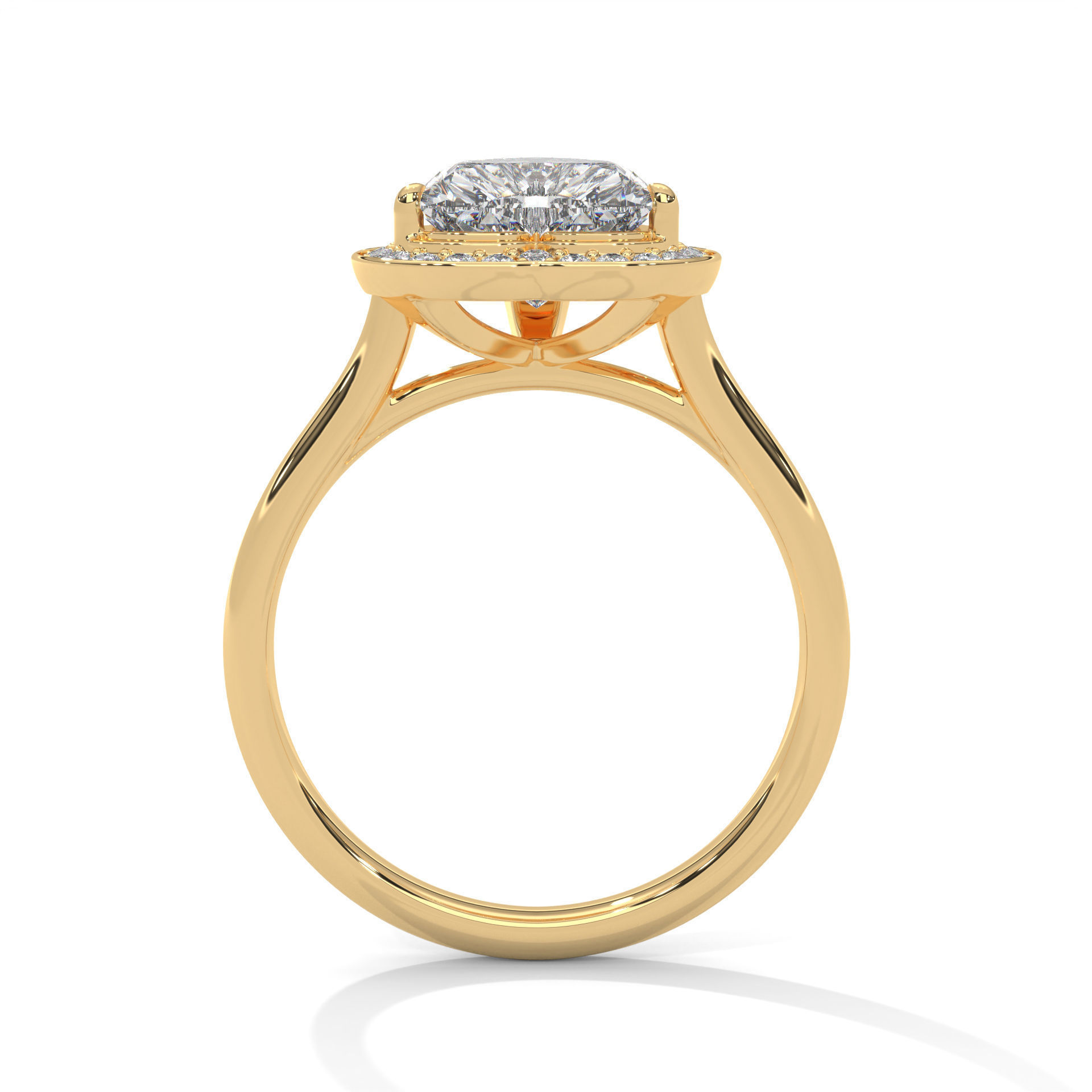 Heart Halo Solitaire ring with 360 view animation 3D print model_7