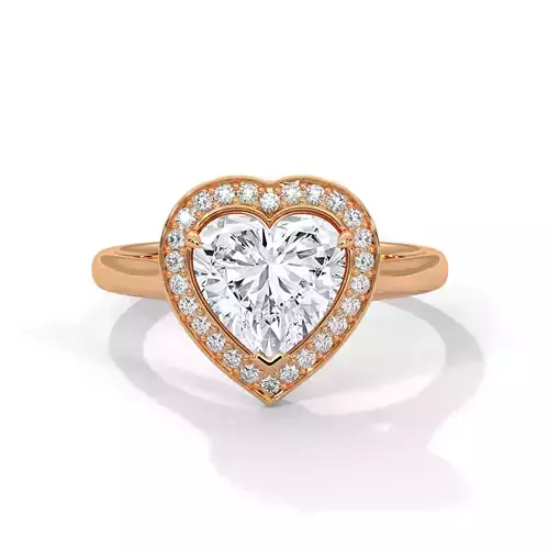 Heart Halo Solitaire ring with 360 view animation