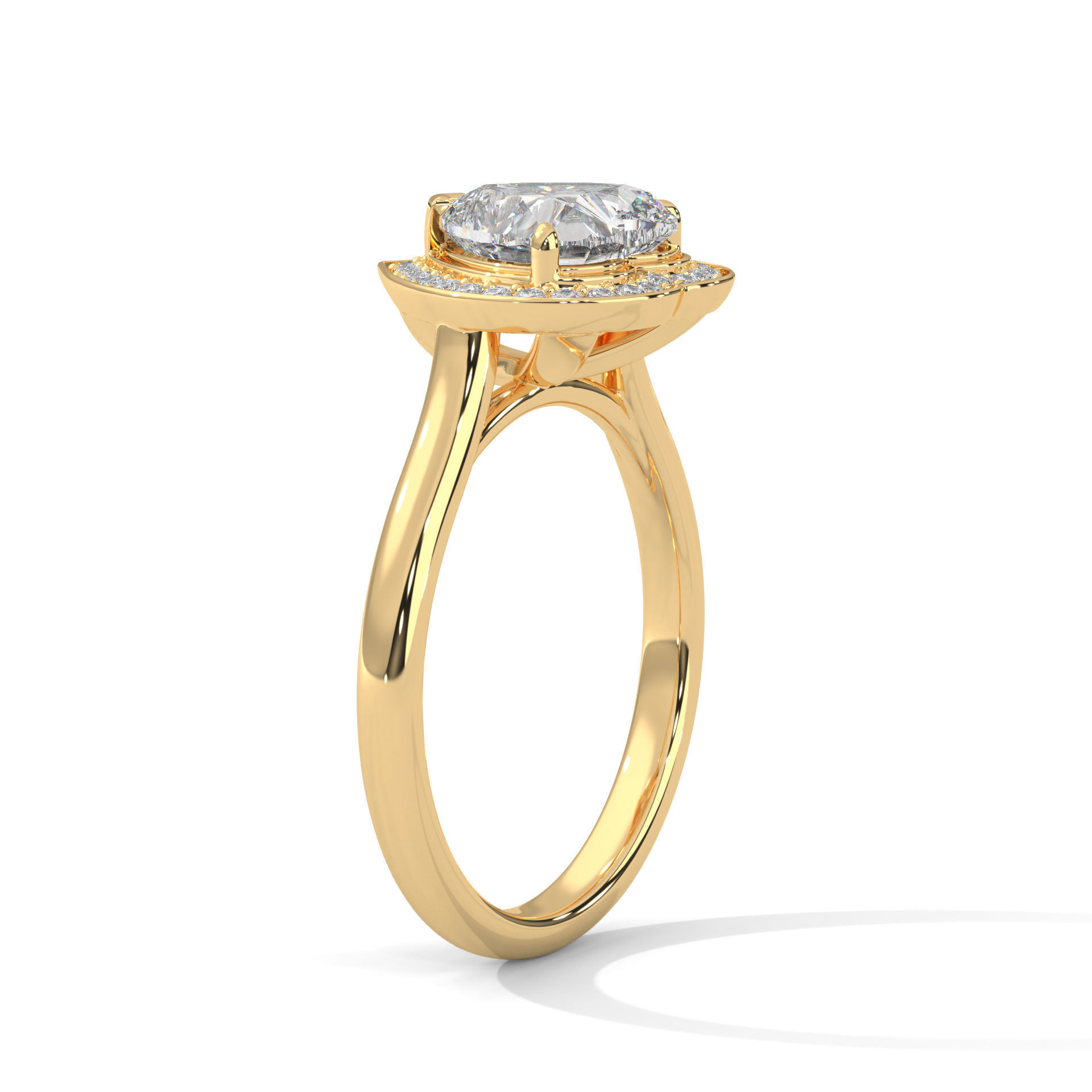 Heart Halo Solitaire ring with 360 view animation 3D print model_4