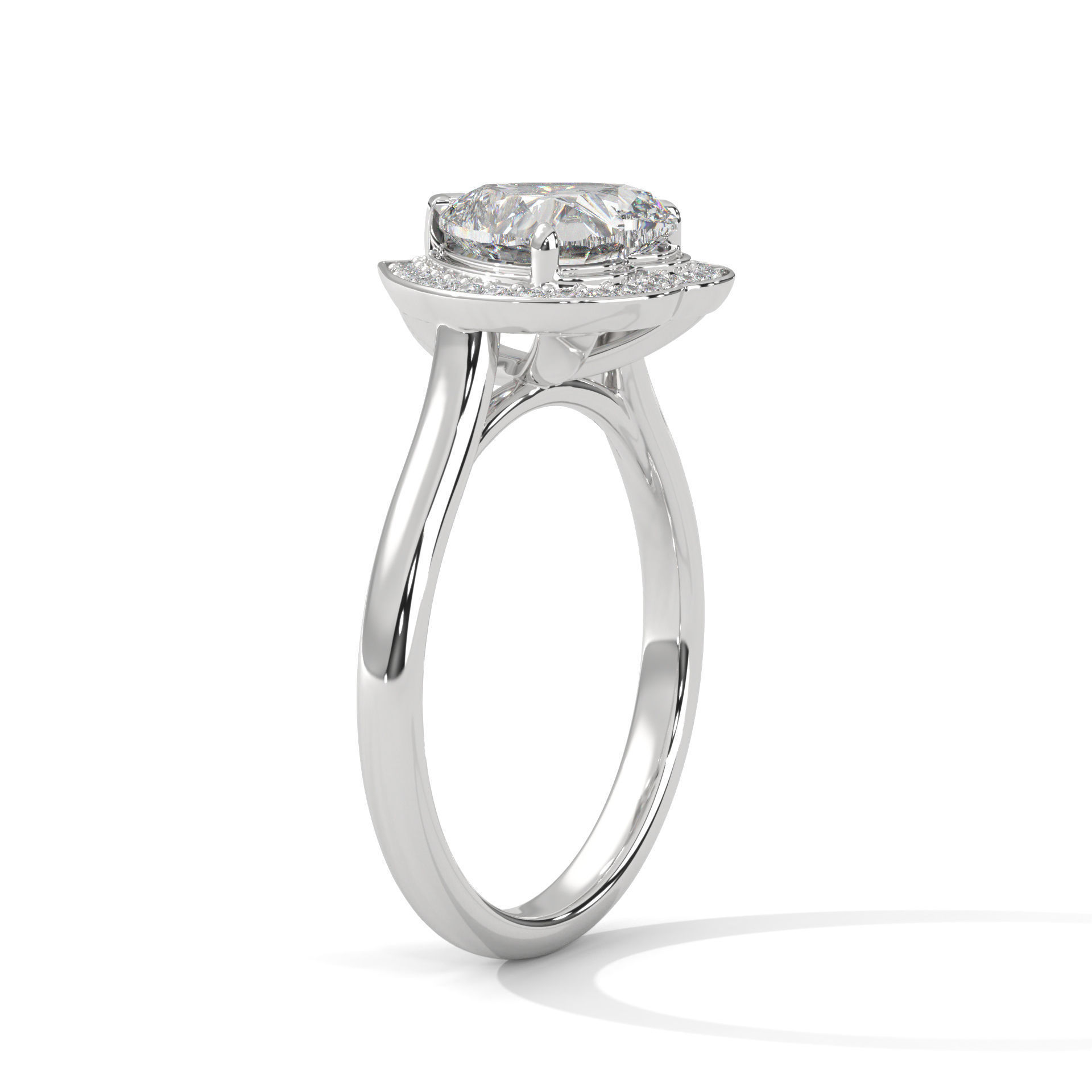 Heart Halo Solitaire ring with 360 view animation 3D print model_3