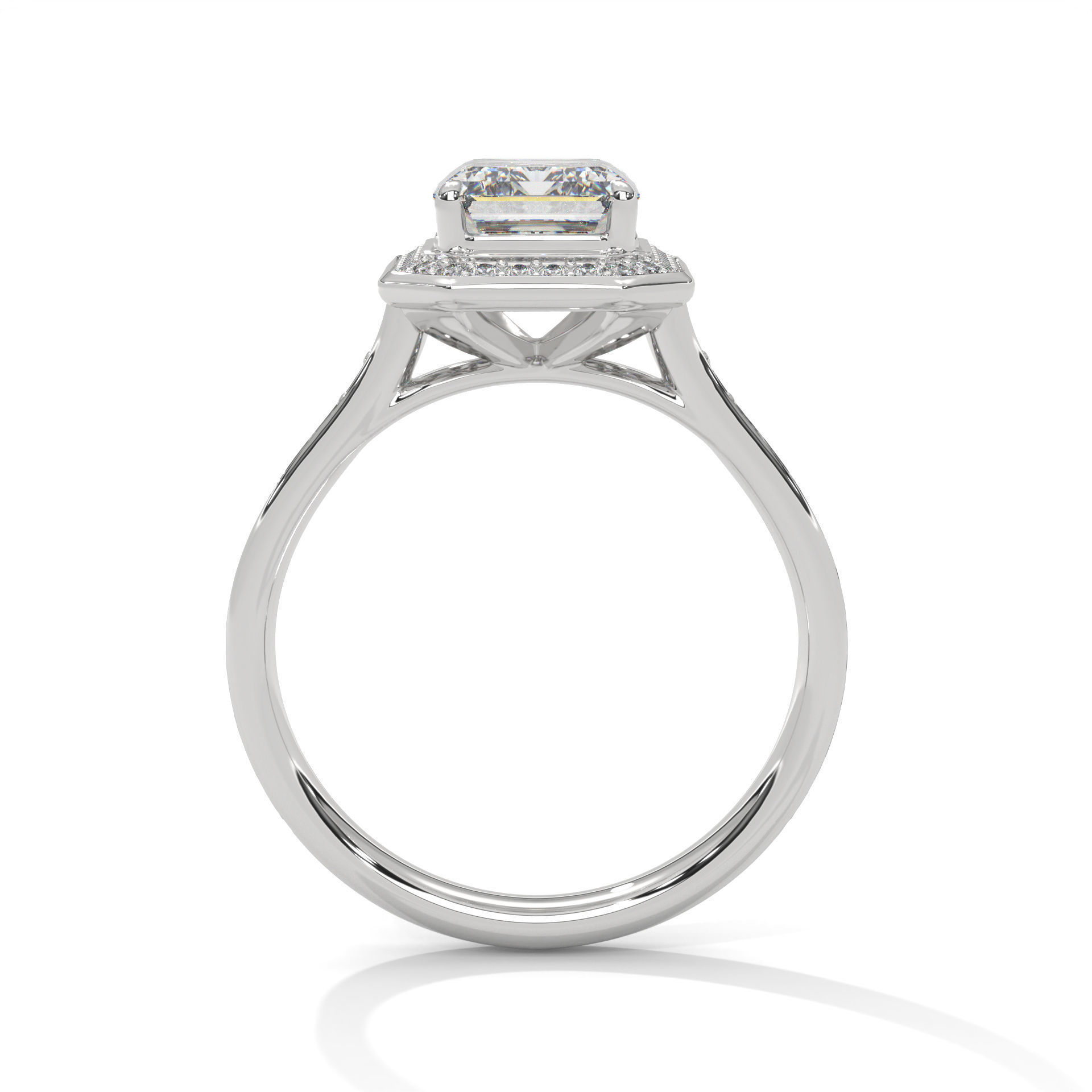 Emerald Halo Solitaire ring with 360 view animation 3D print model_8