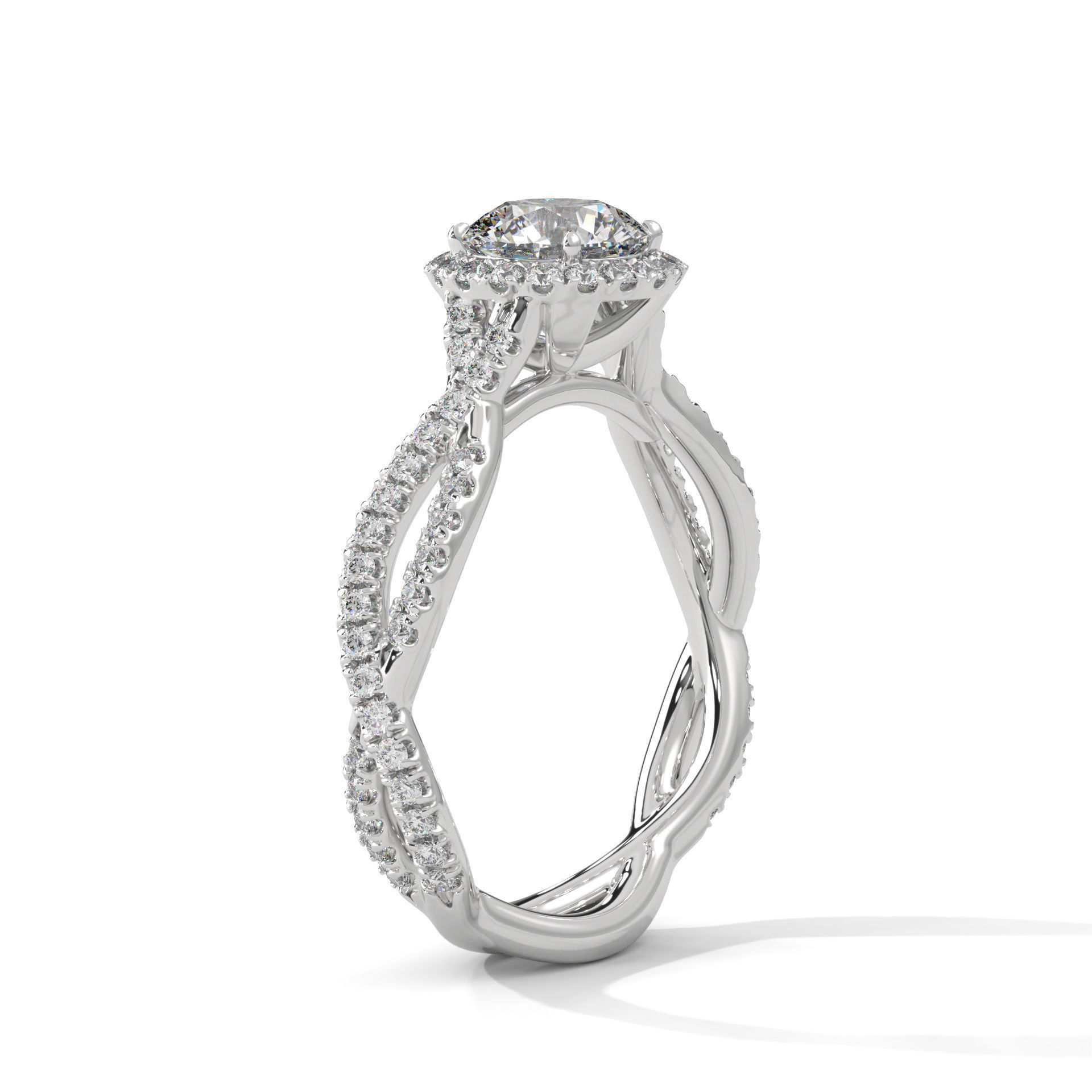 Halo Solitaire ring with 360 view animation  3D print model_4