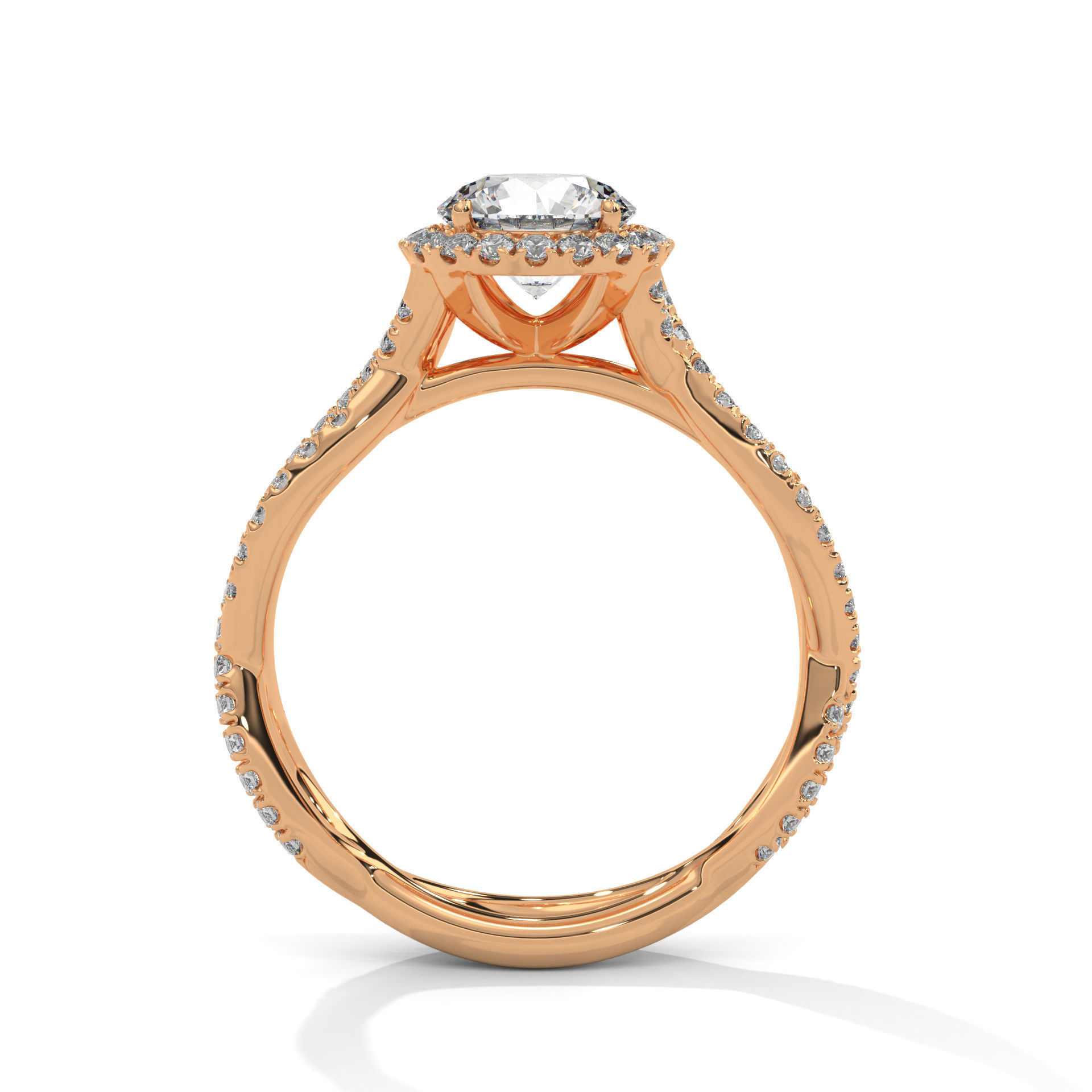 Halo Solitaire ring with 360 view animation  3D print model_6