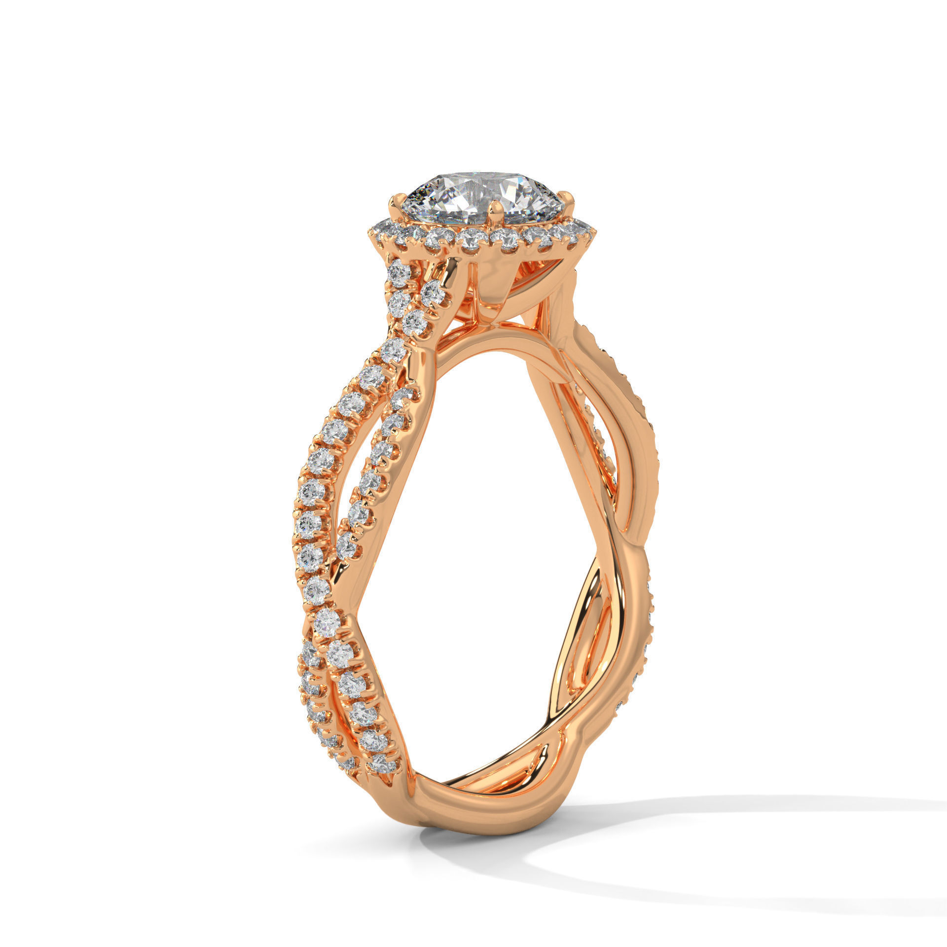 Halo Solitaire ring with 360 view animation  3D print model_5