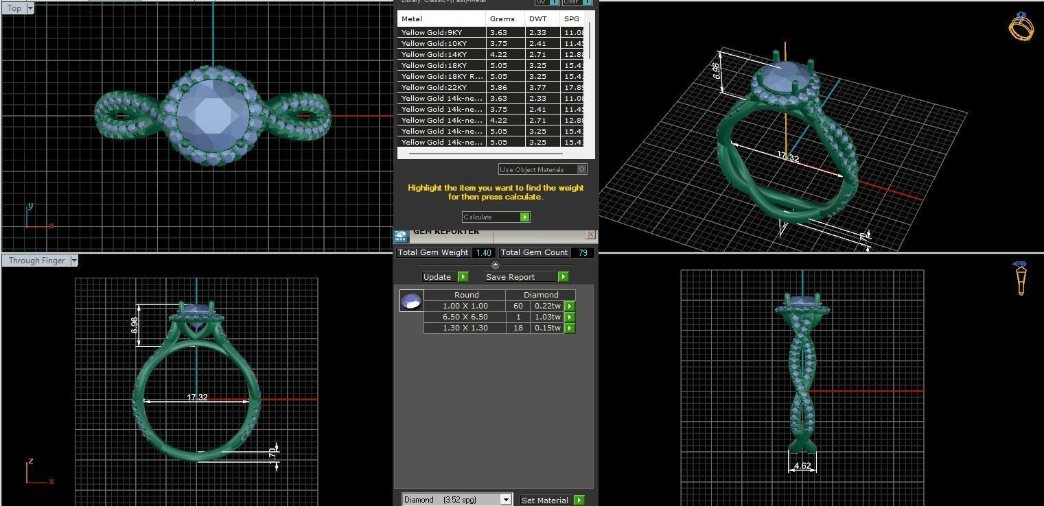 Halo Solitaire ring with 360 view animation  3D print model_9