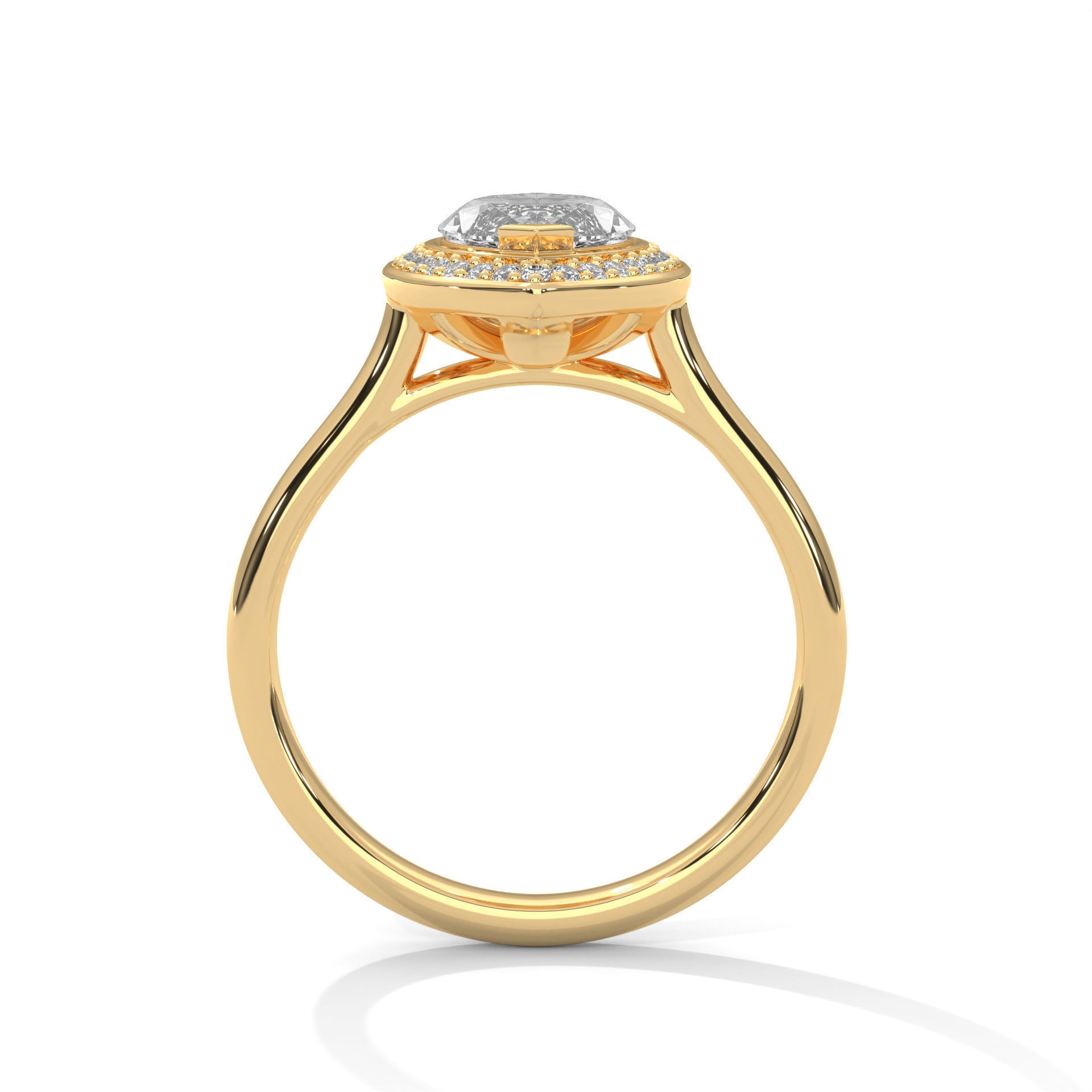 Marquise Halo Solitaire ring with 360 view animation 3D print model_7