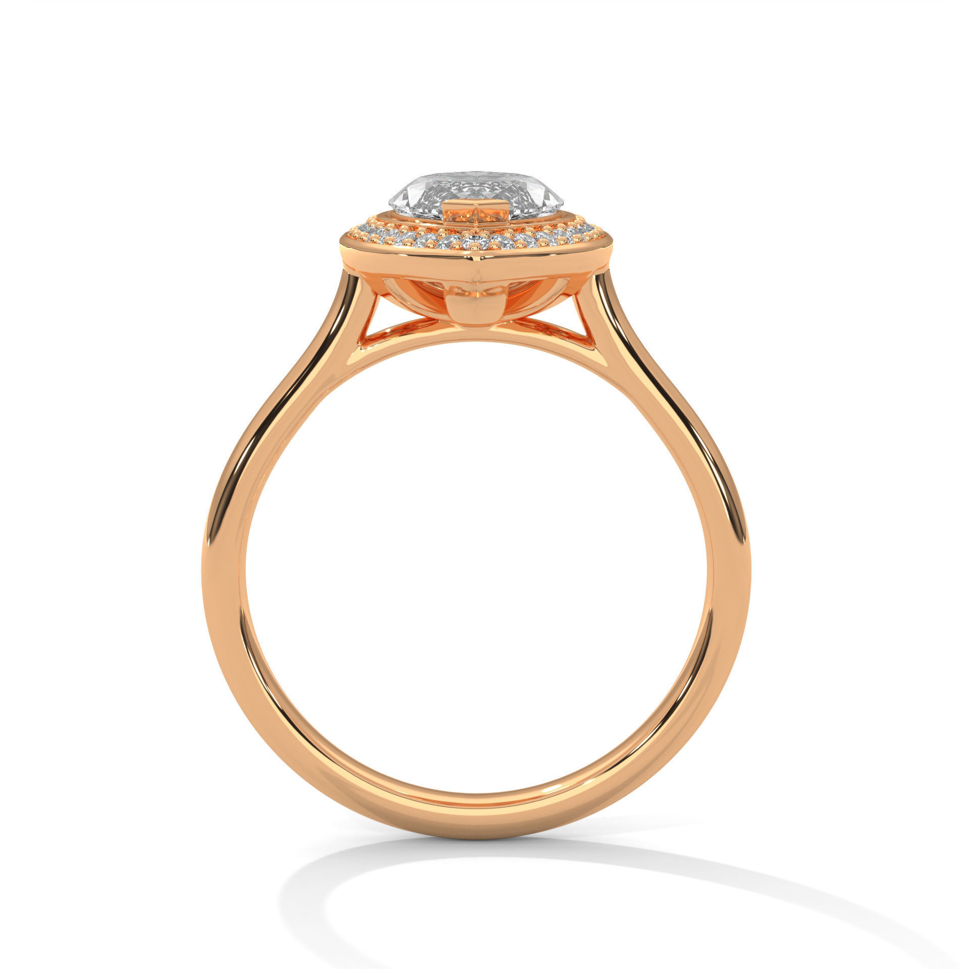Marquise Halo Solitaire ring with 360 view animation 3D print model_6