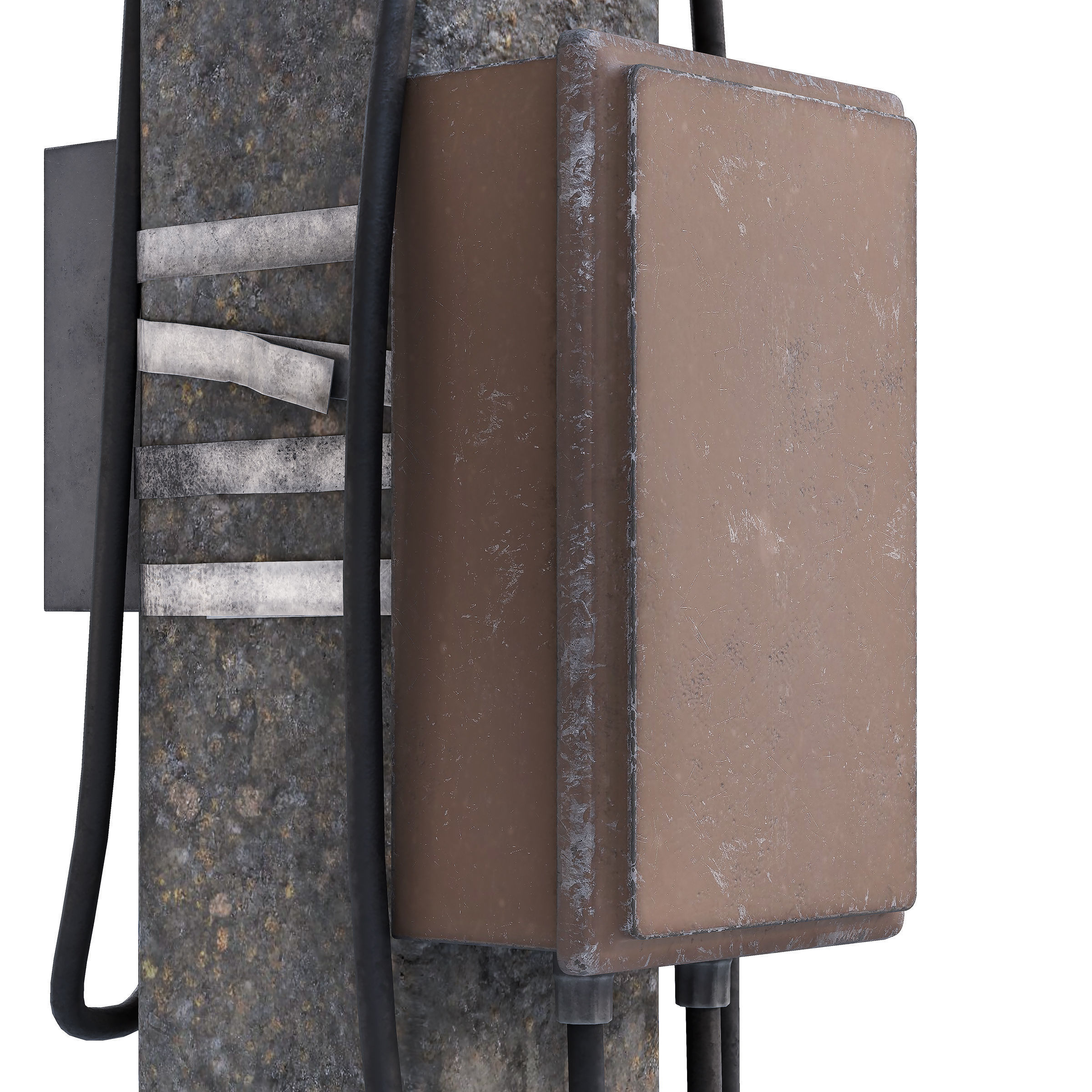 Concrete Power Line Pole with Transformer 3D model_2