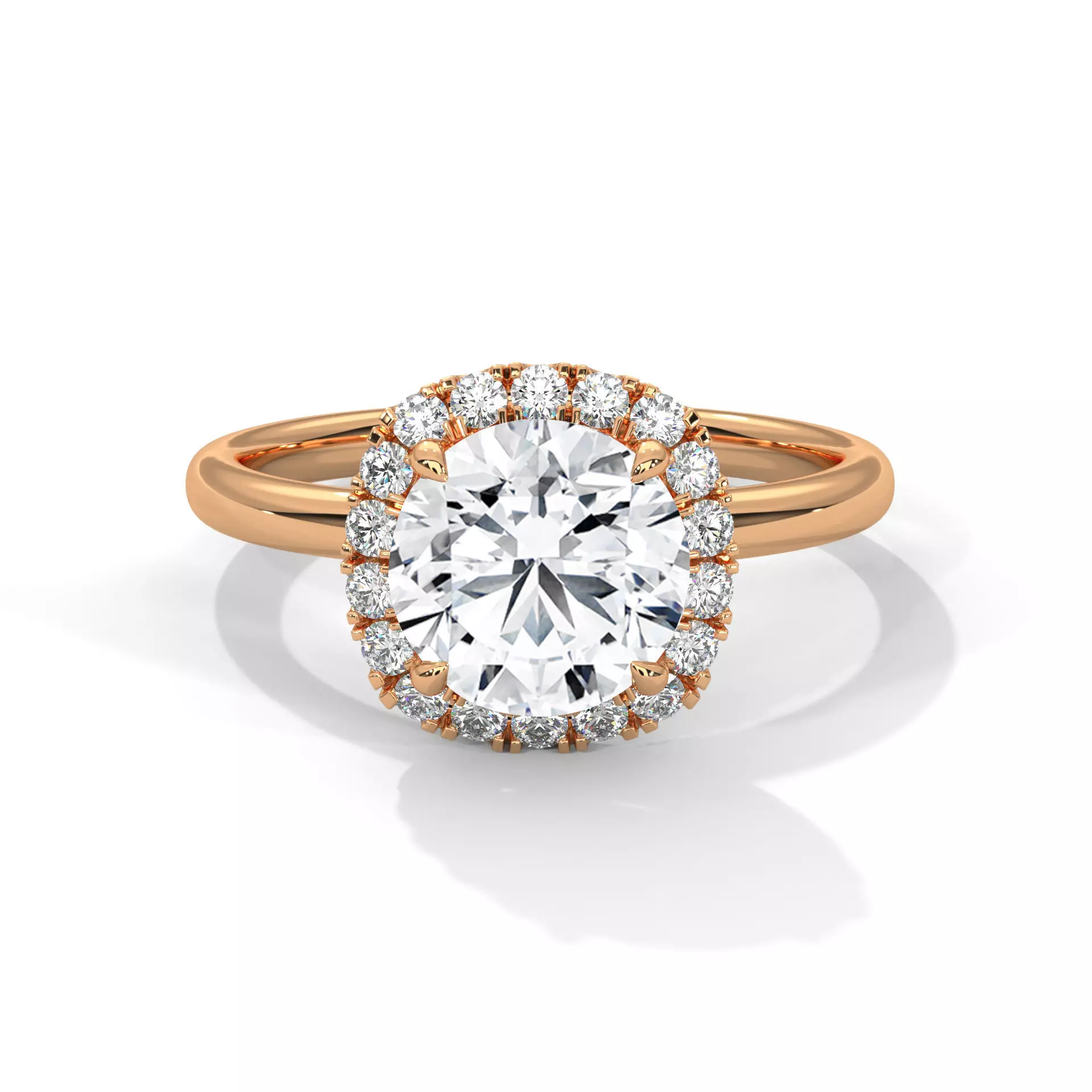 Halo Solitaire ring with 360 view animation 3D print model_0