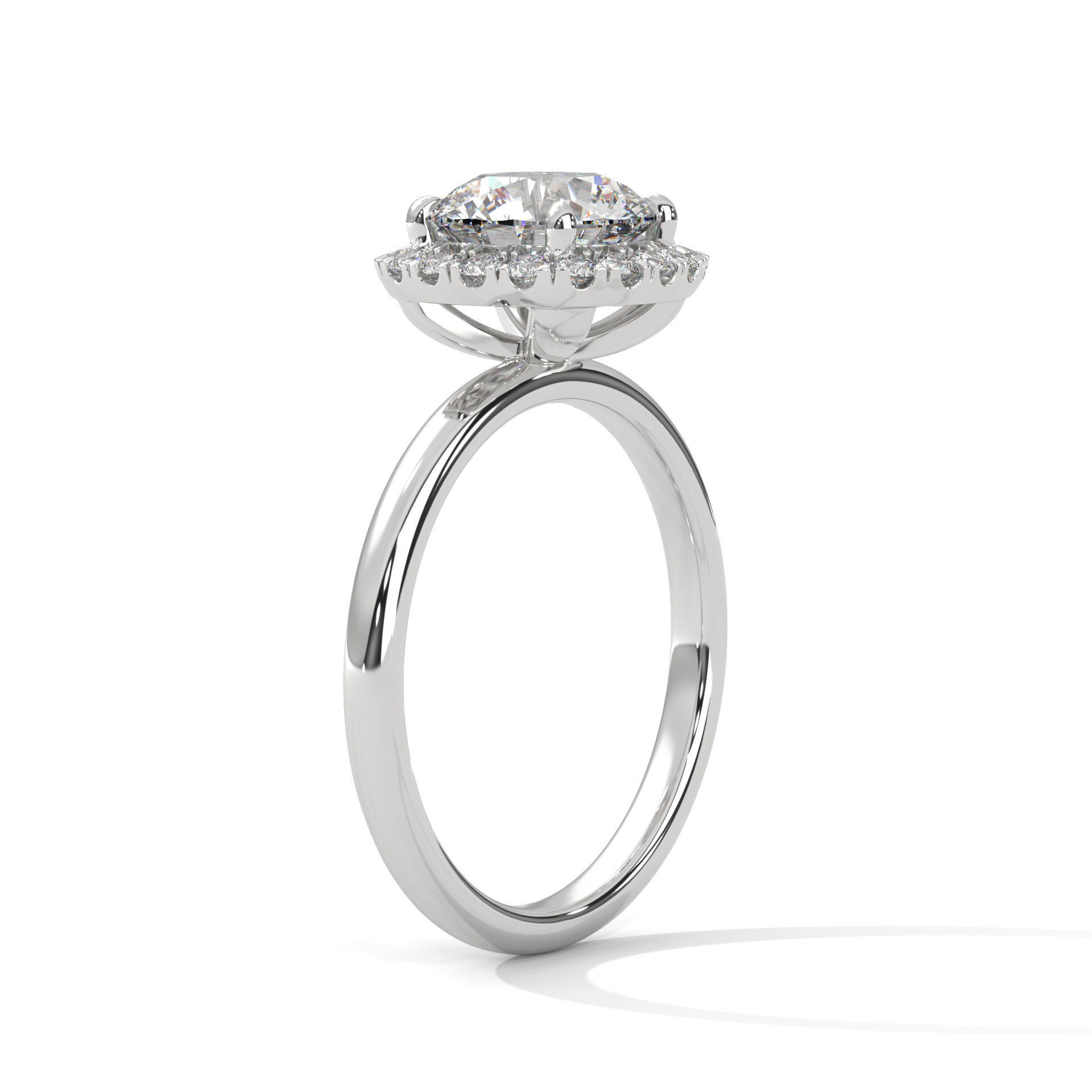 Halo Solitaire ring with 360 view animation 3D print model_4