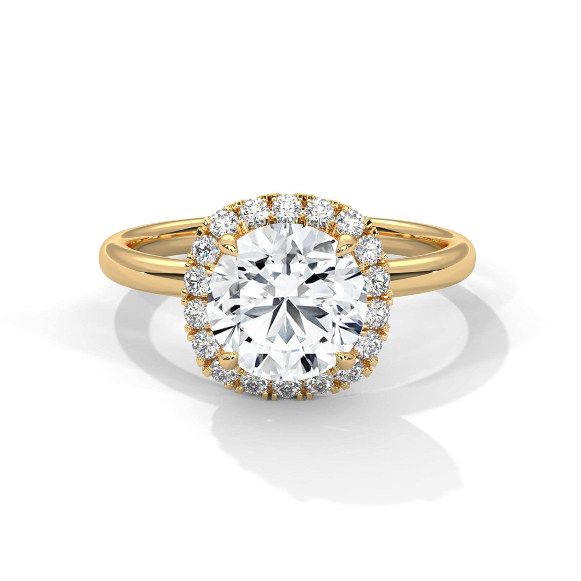 Halo Solitaire ring with 360 view animation 3D print model_1