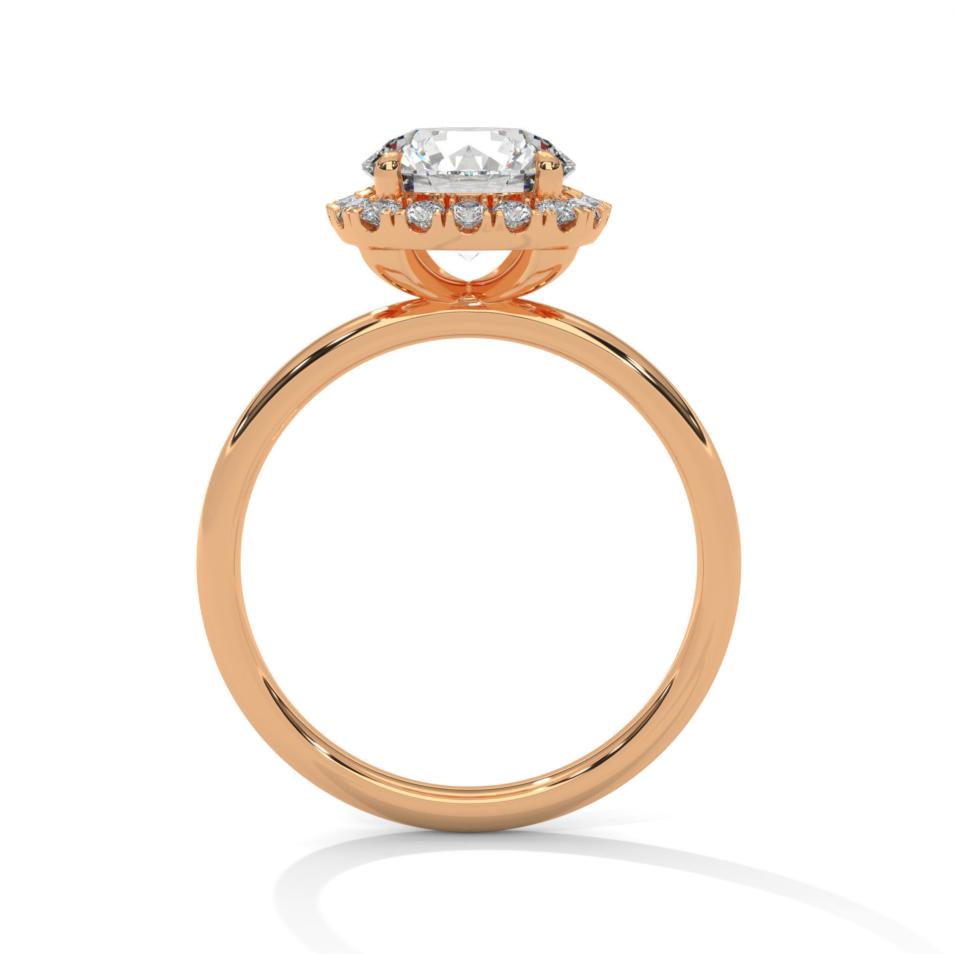 Halo Solitaire ring with 360 view animation 3D print model_8