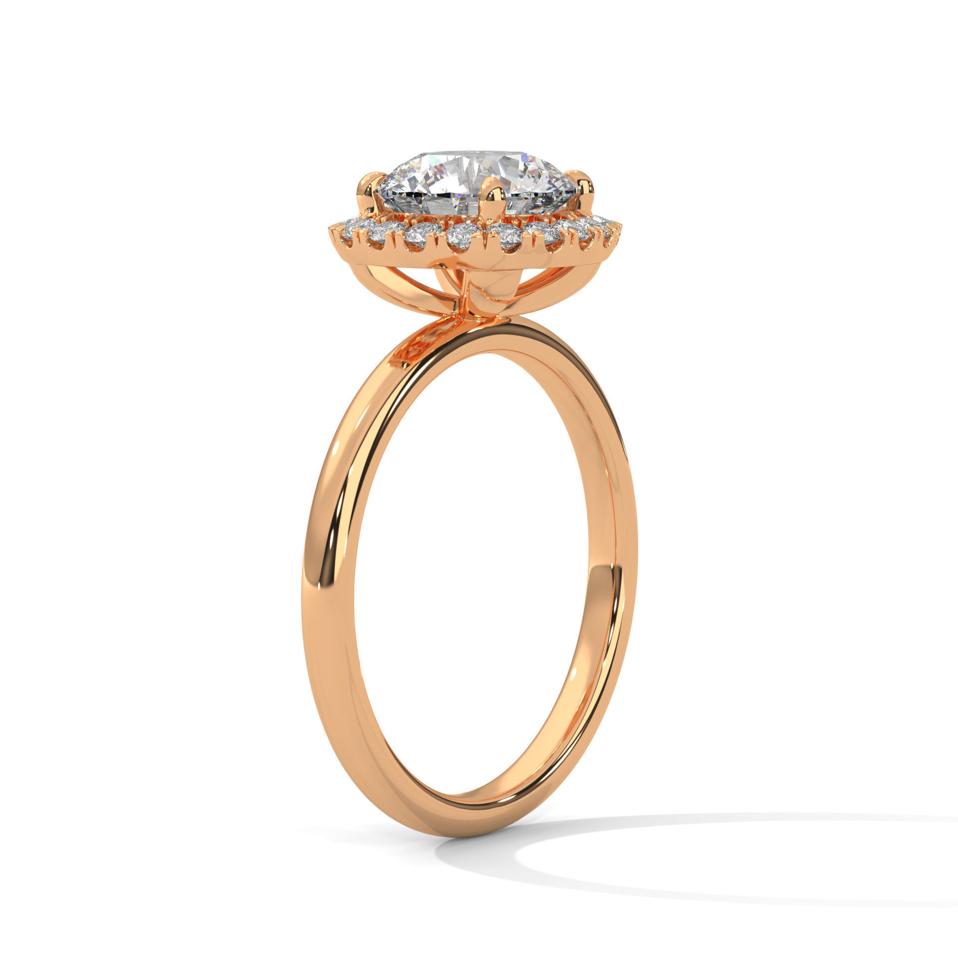 Halo Solitaire ring with 360 view animation 3D print model_5
