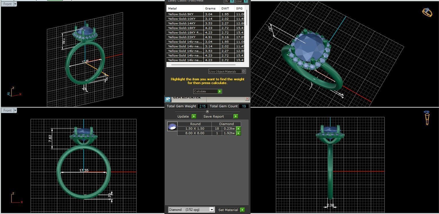 Halo Solitaire ring with 360 view animation 3D print model_9
