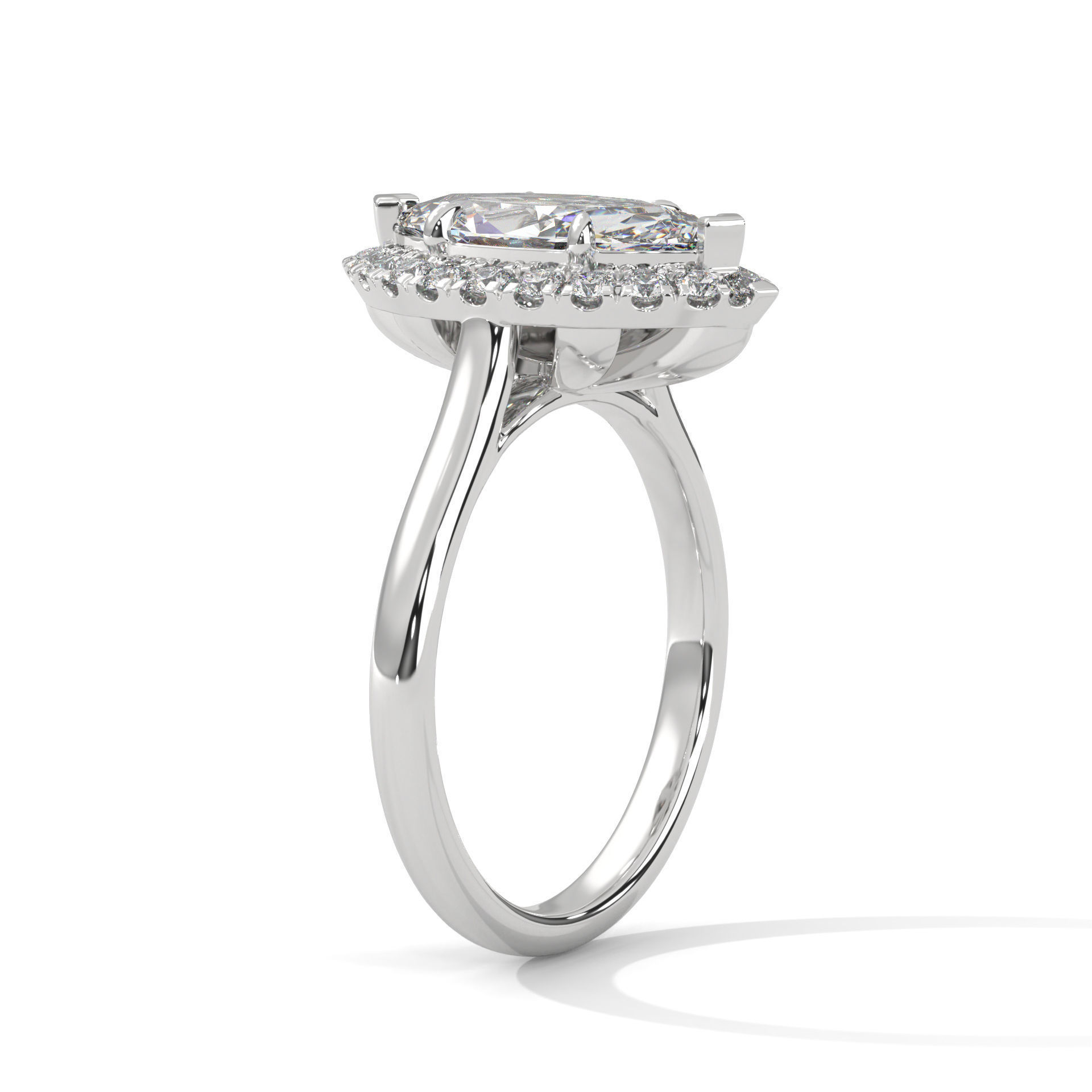 Marquise Halo Solitaire ring with 360 view animation 3D print model_5