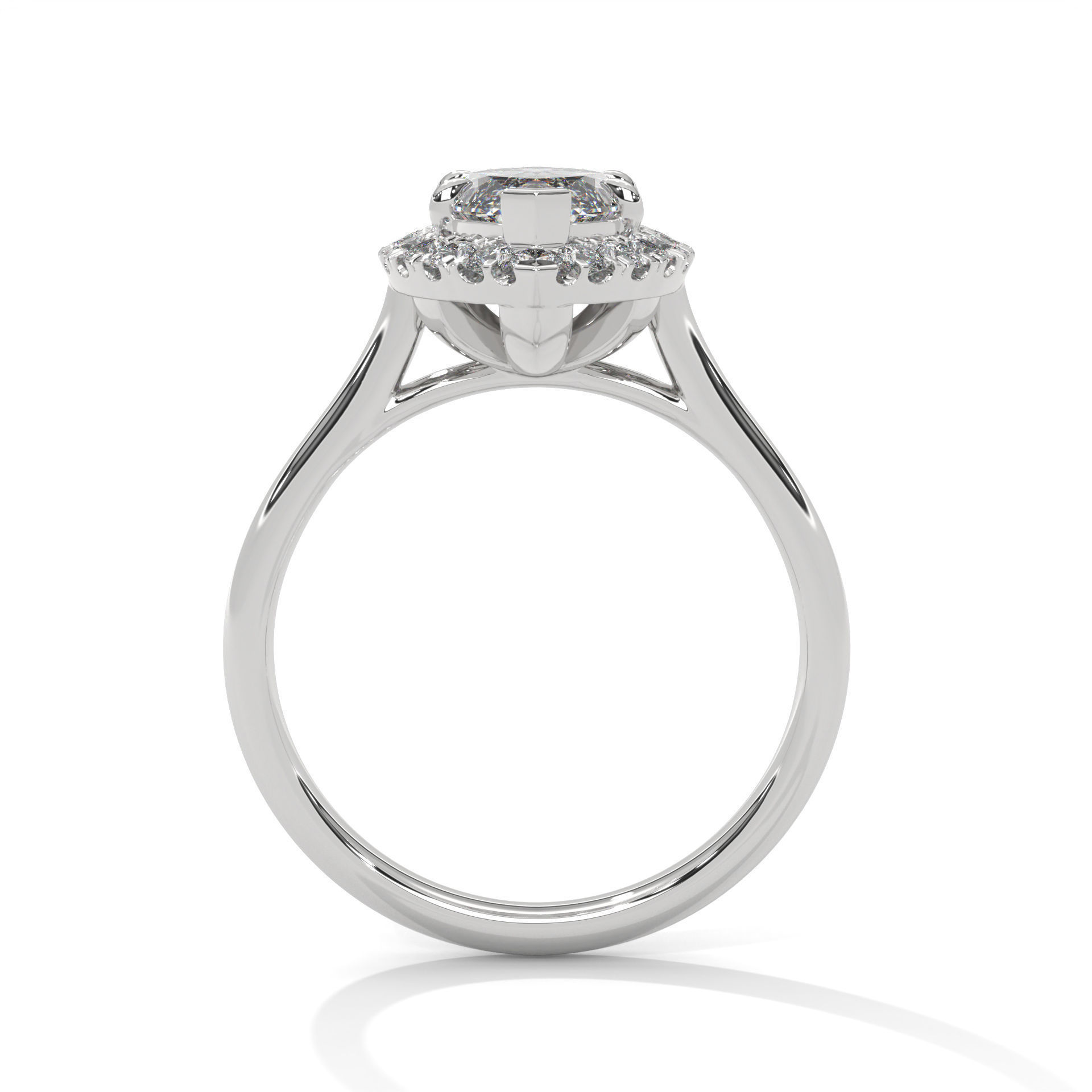 Marquise Halo Solitaire ring with 360 view animation 3D print model_7