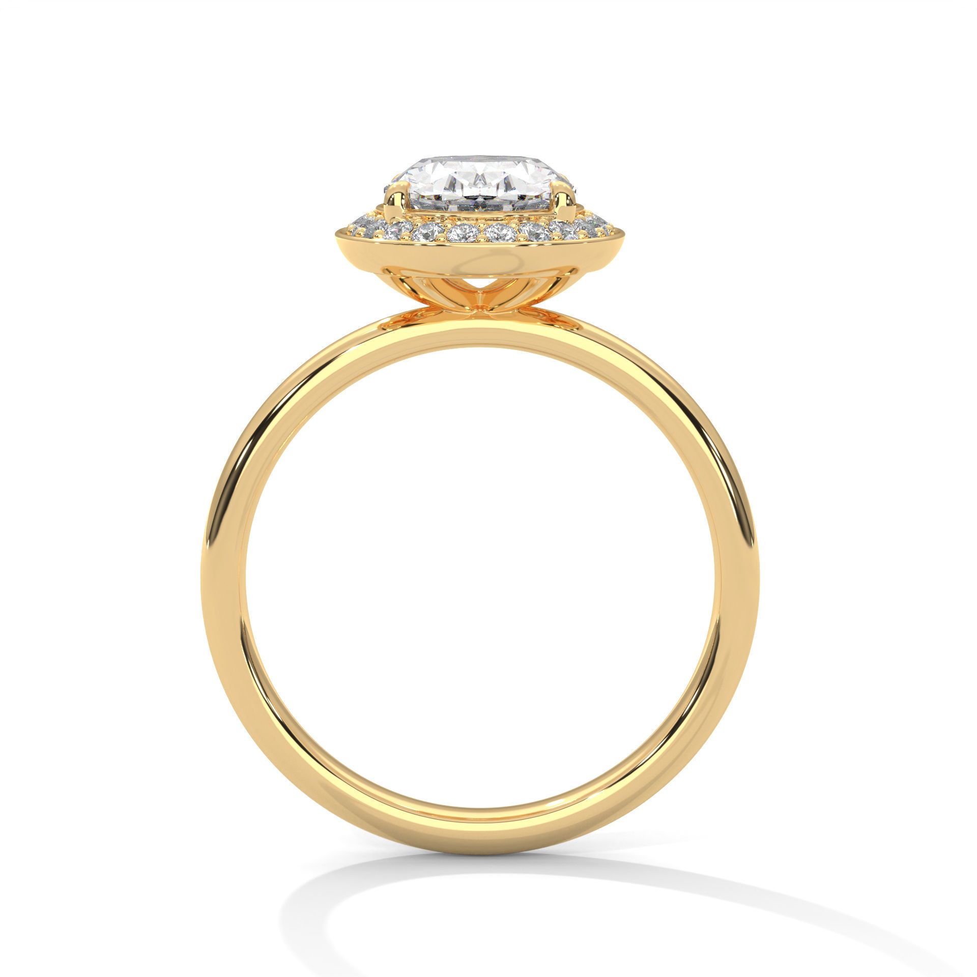 Oval Halo Solitaire ring with 360 view animation 3D print model_6