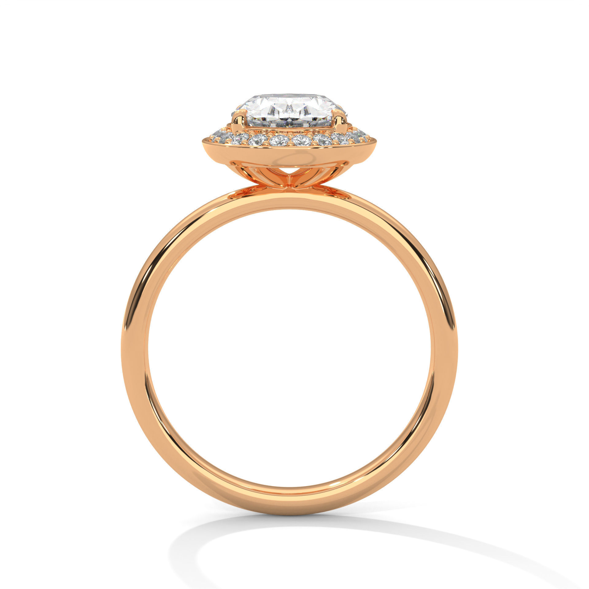 Oval Halo Solitaire ring with 360 view animation 3D print model_7