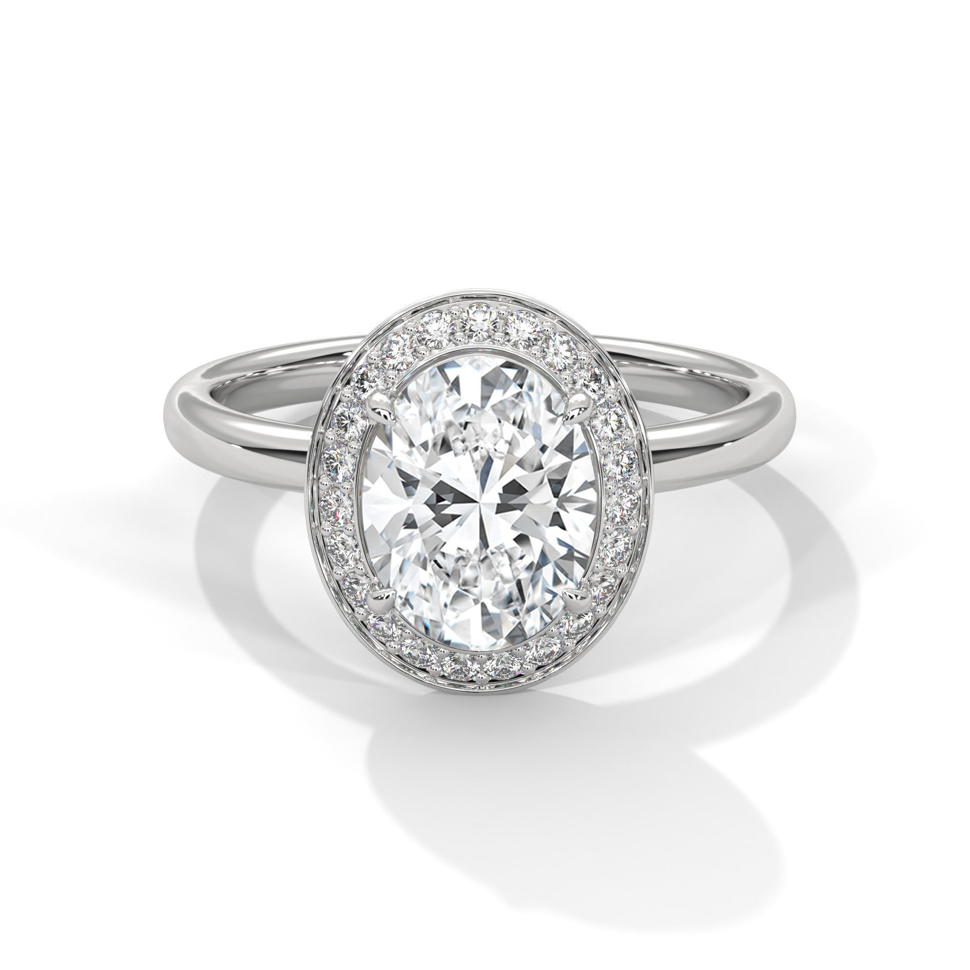 Oval Halo Solitaire ring with 360 view animation 3D print model_2