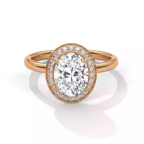 Oval Halo Solitaire ring with 360 view animation 3D print model