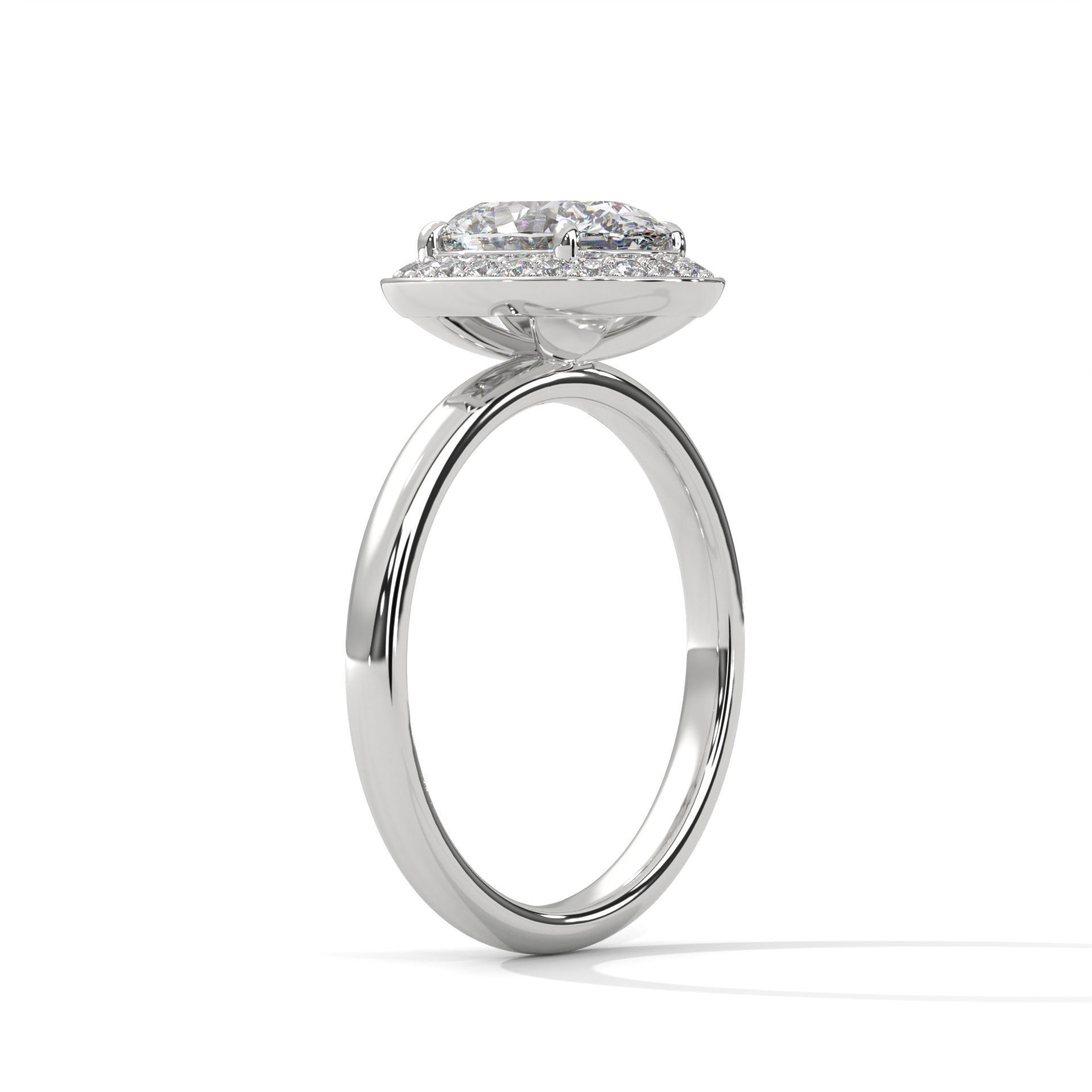 Oval Halo Solitaire ring with 360 view animation 3D print model_4