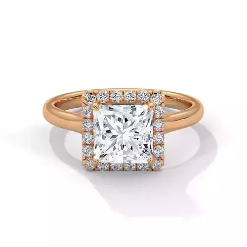 Halo Solitaire ring with 360 view animation 