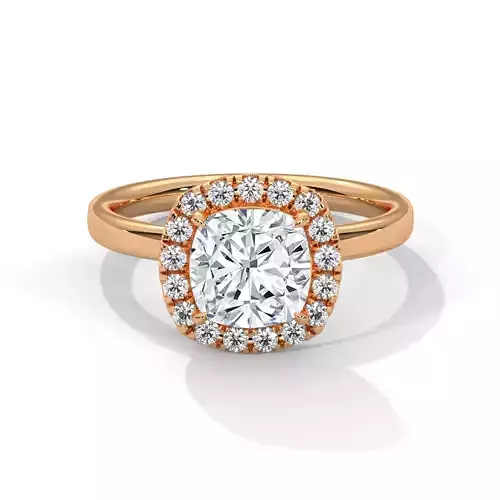 Halo Solitaire ring with 360 view animation 