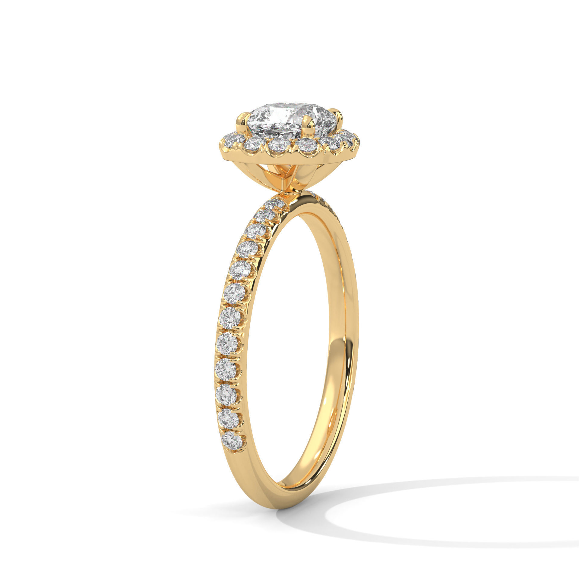 Halo Solitaire ring with 360 view animation  3D print model_4