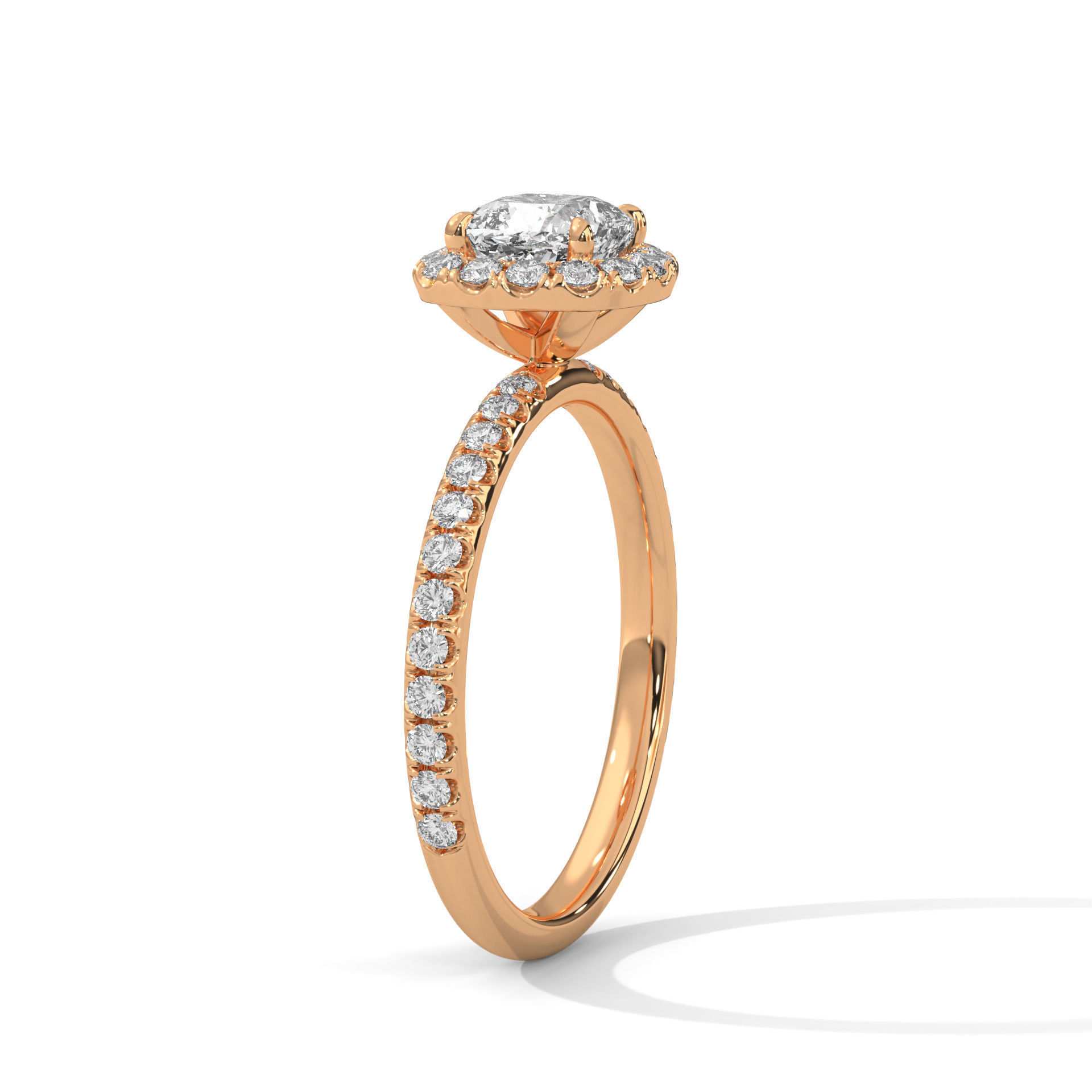 Halo Solitaire ring with 360 view animation  3D print model_5