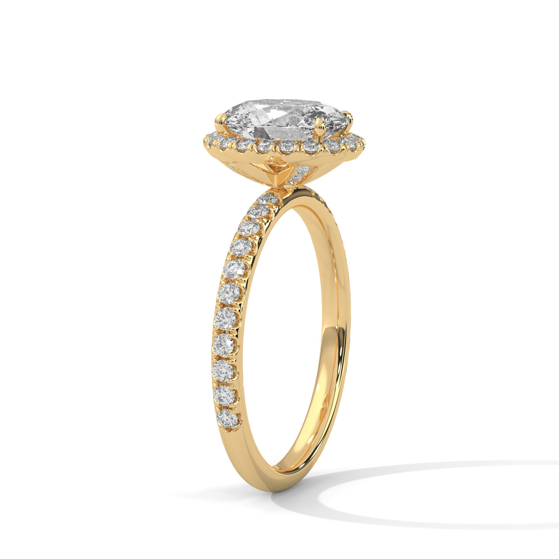 Oval Halo Solitaire ring with 360 view animation  3D print model_4