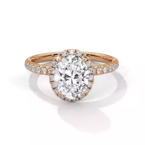 Oval Halo Solitaire ring with 360 view animation 