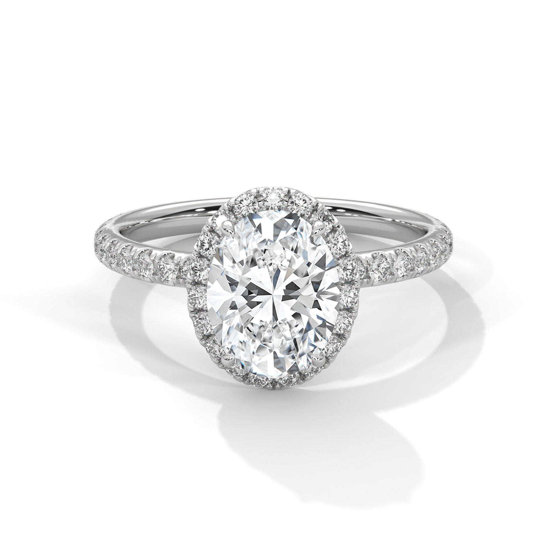 Oval Halo Solitaire ring with 360 view animation  3D print model_1
