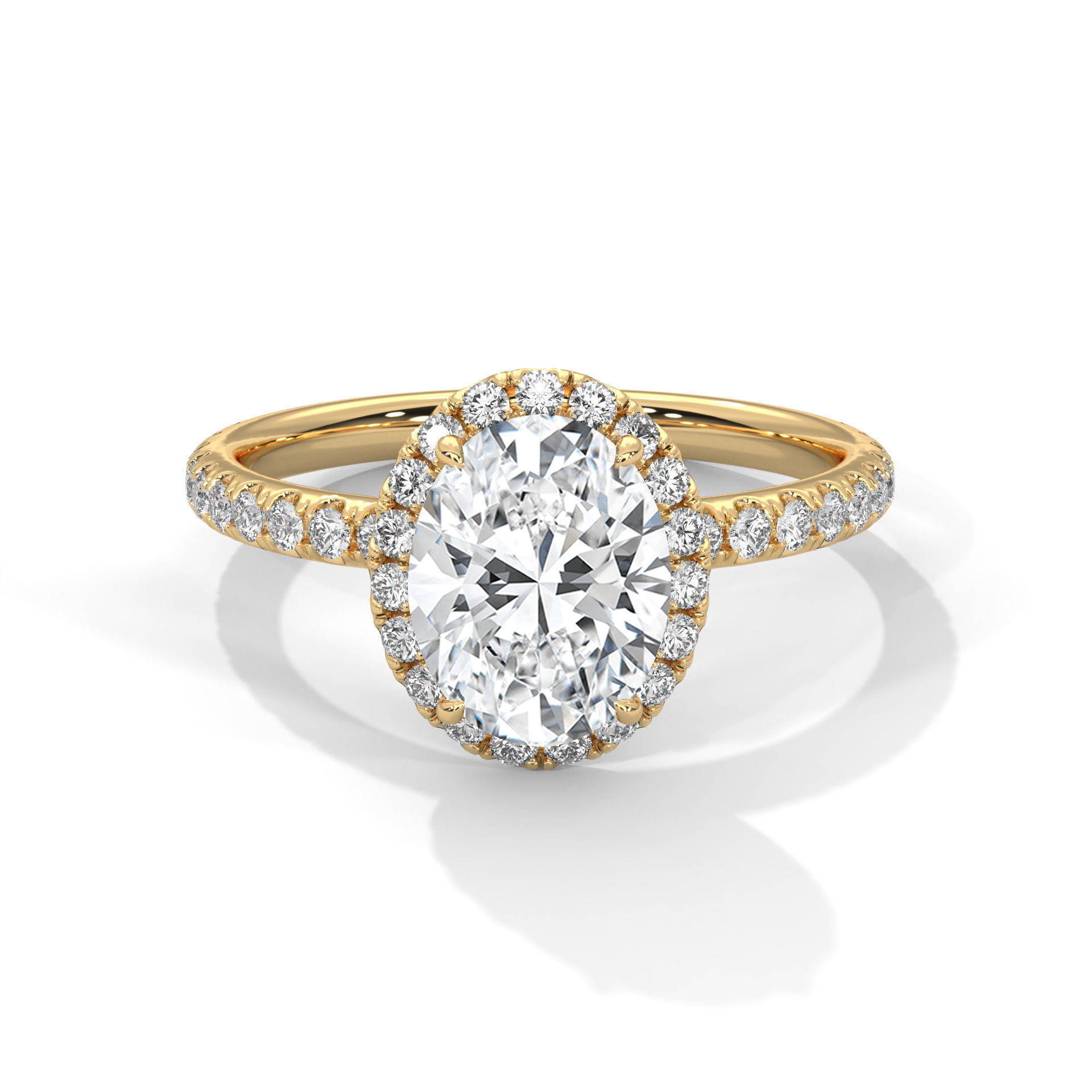 Oval Halo Solitaire ring with 360 view animation  3D print model_2