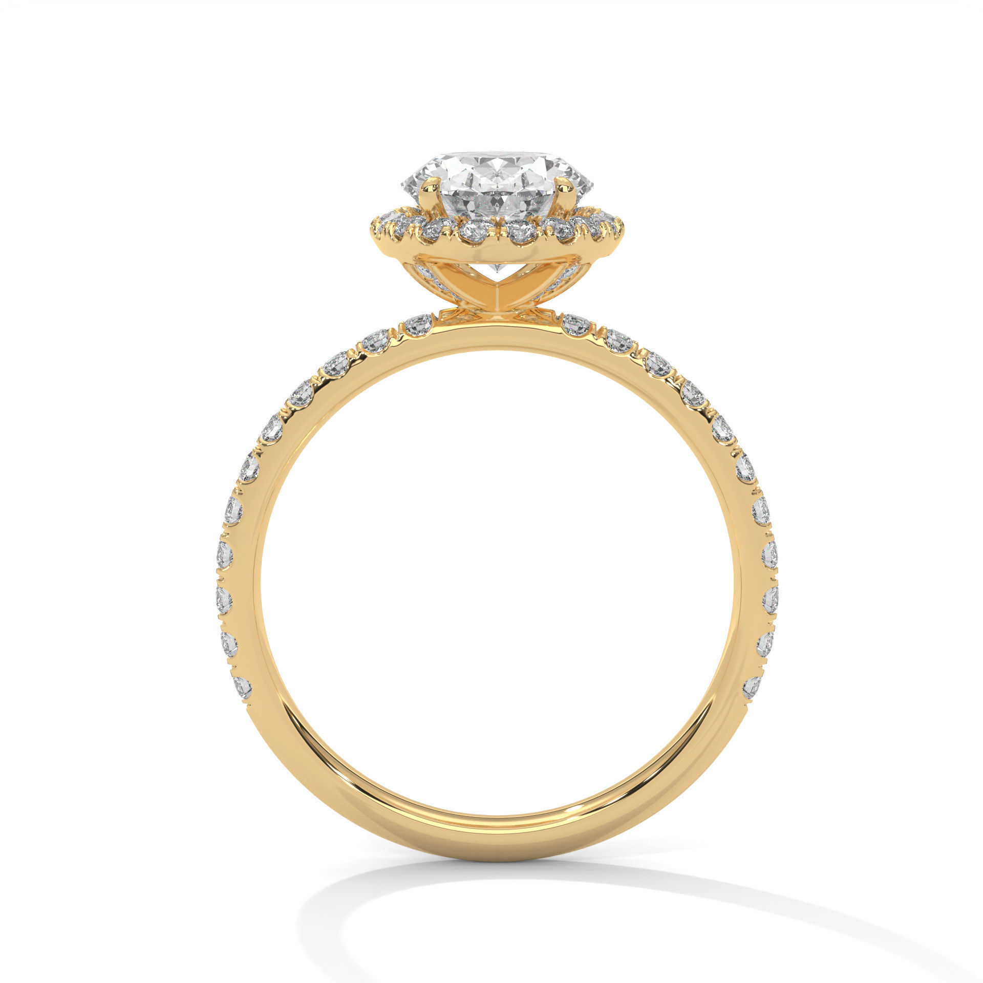 Oval Halo Solitaire ring with 360 view animation  3D print model_7