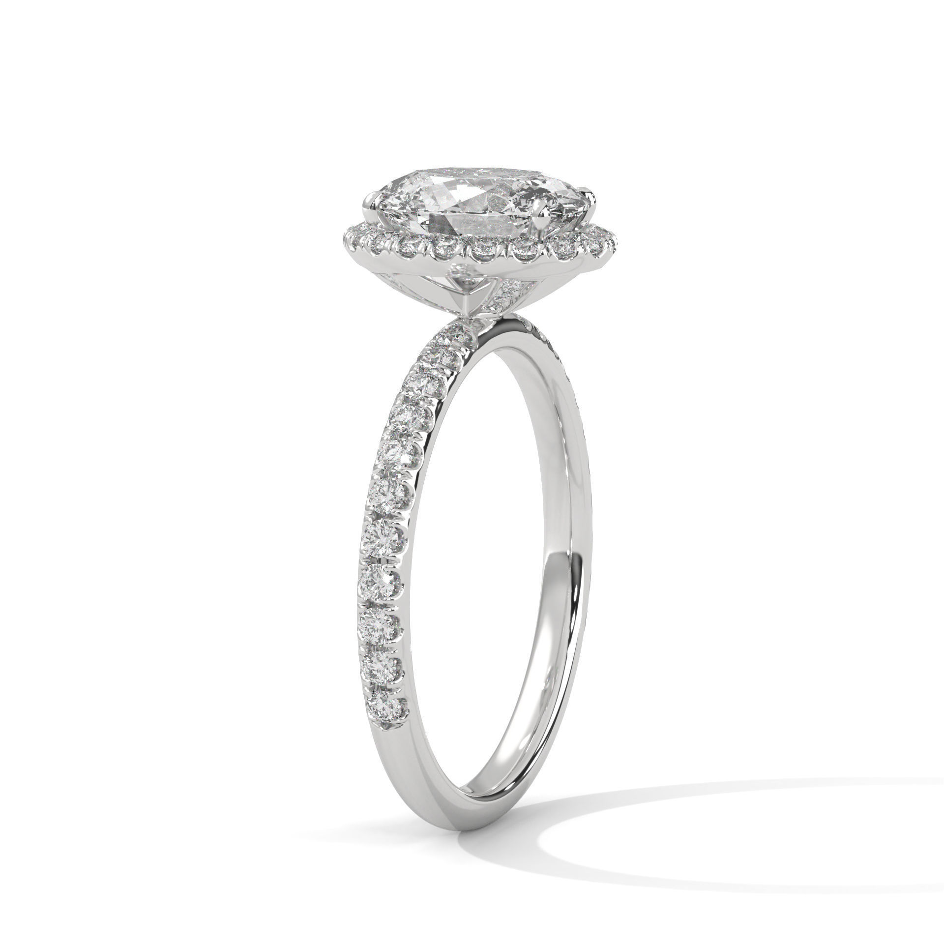 Oval Halo Solitaire ring with 360 view animation  3D print model_3