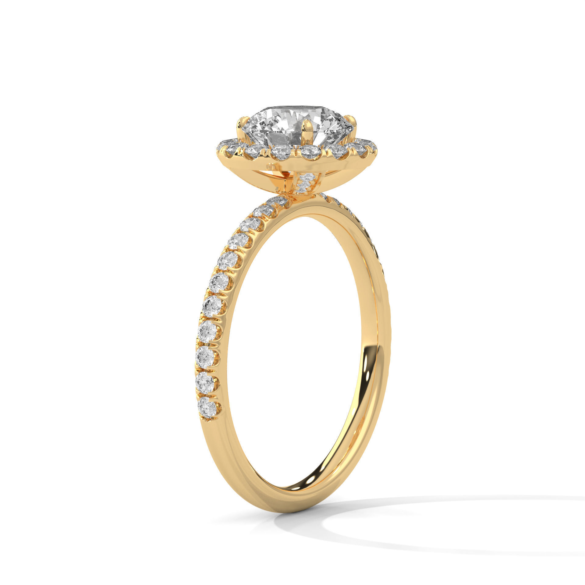 Halo Solitaire ring with 360 view animation 3D print model_4